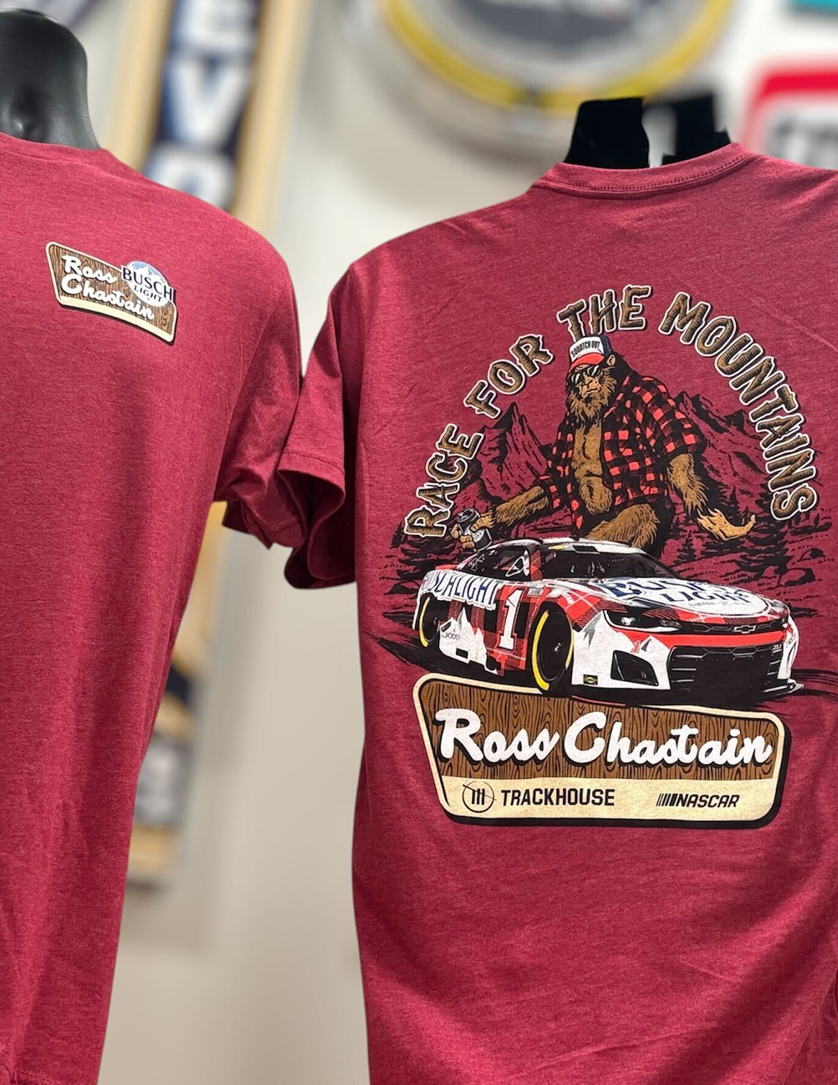 Ross Chastain #1 Busch Light Flannel Sasquatch T-Shirt