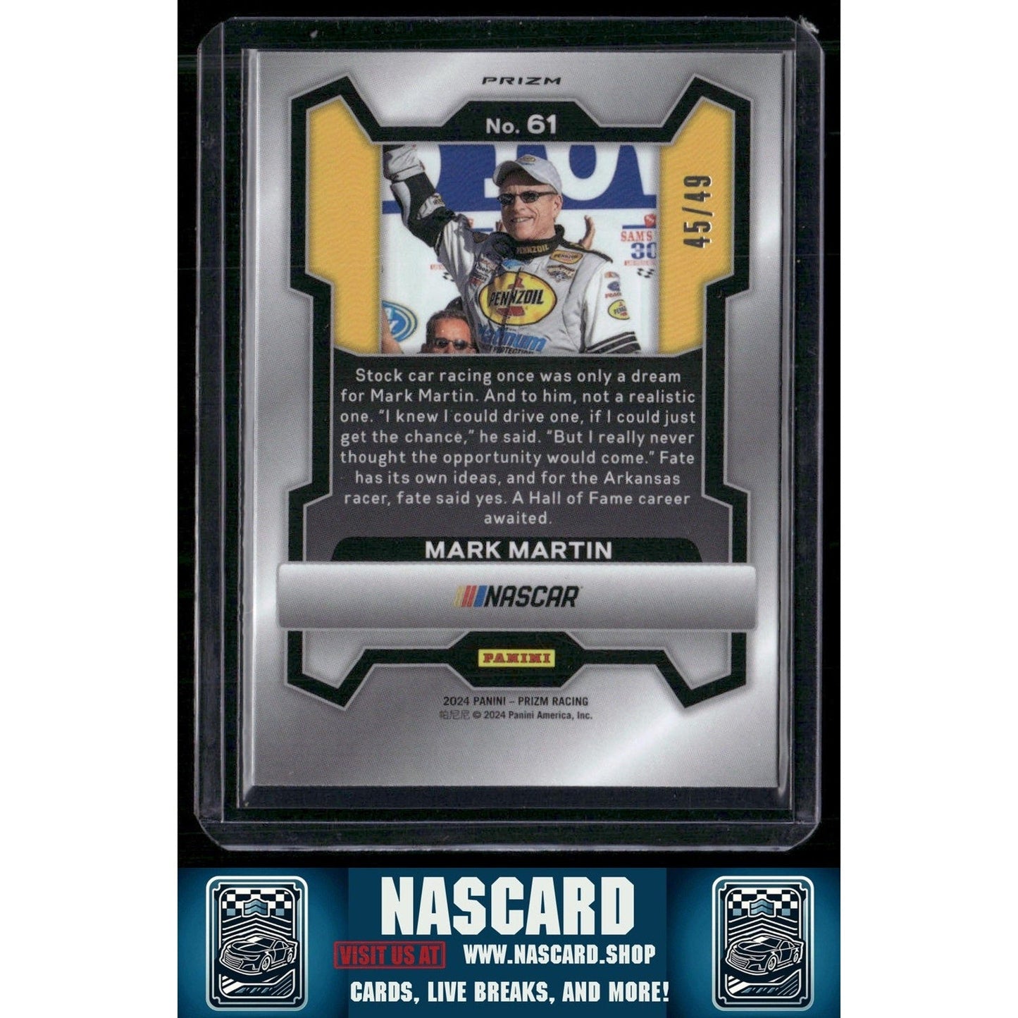 2024 Panini Prizm #61 Mark Martin Carolina Blue #/49