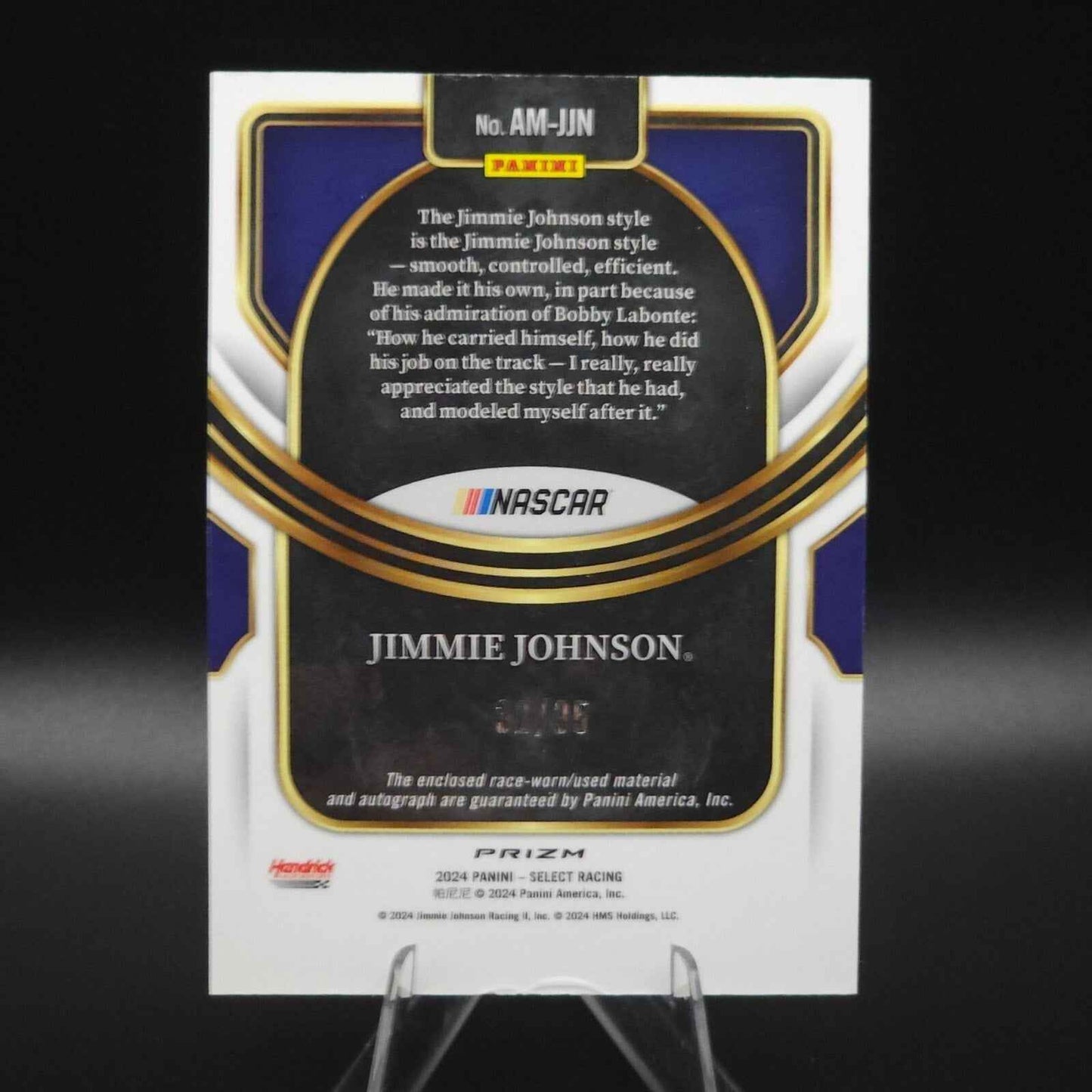 2024 Panini Select Autographed Memorabilia Silver Prizm Jimmie Johnson /35