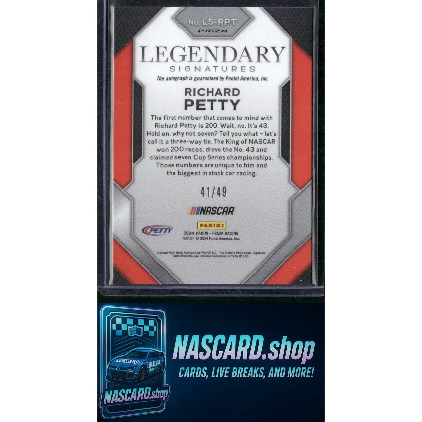 2024 Panini Prizm #LS-RPT Richard Petty Legendary Signatures Red #/49