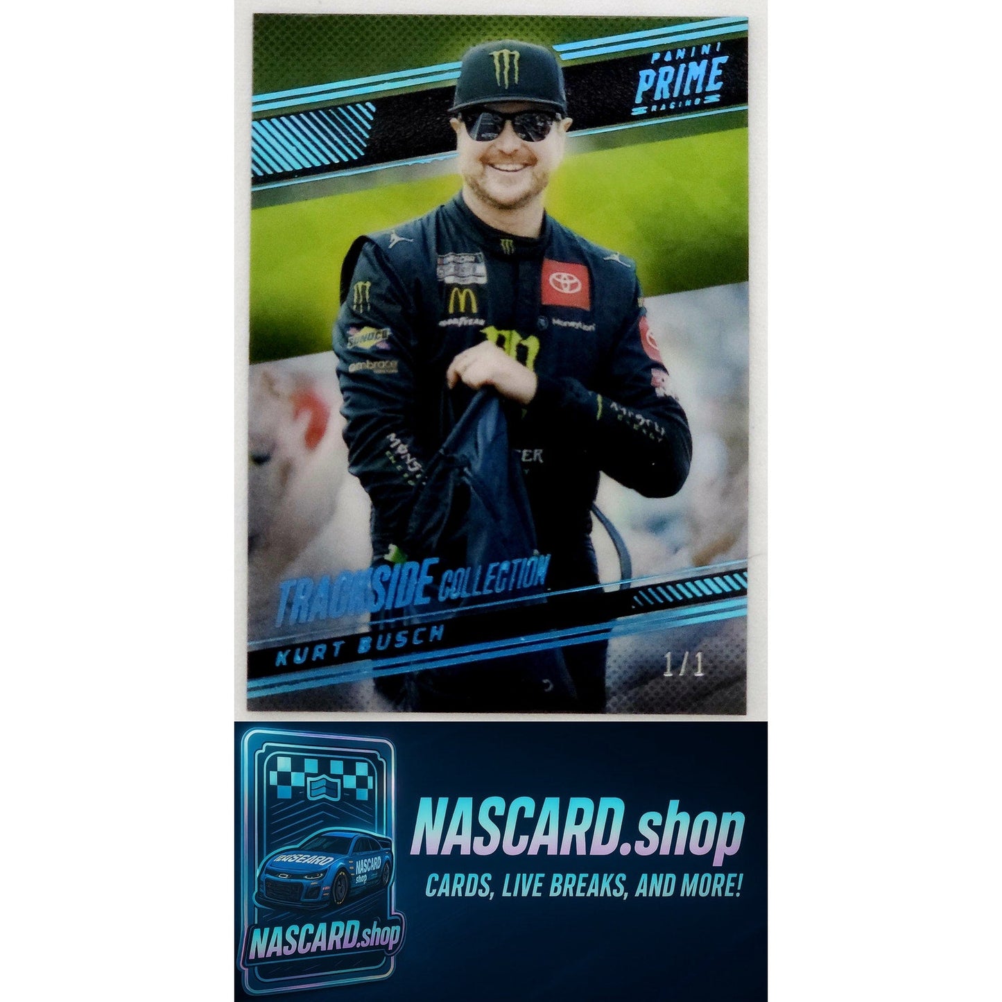 2023 Panini Prime #94 Kurt Busch Holo Platinum Blue #1/1