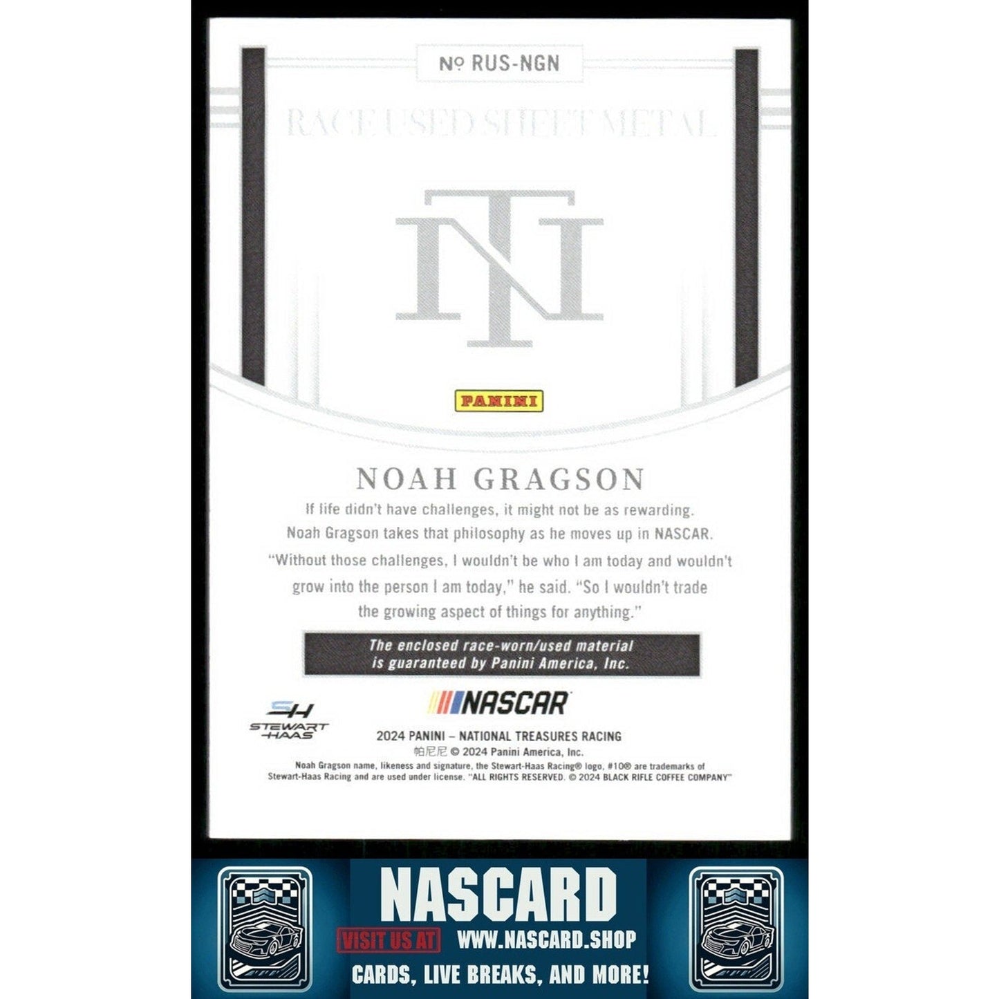 2024 National Treasures Race Used Sheet Metal Holo Silver Noah Gragson /25