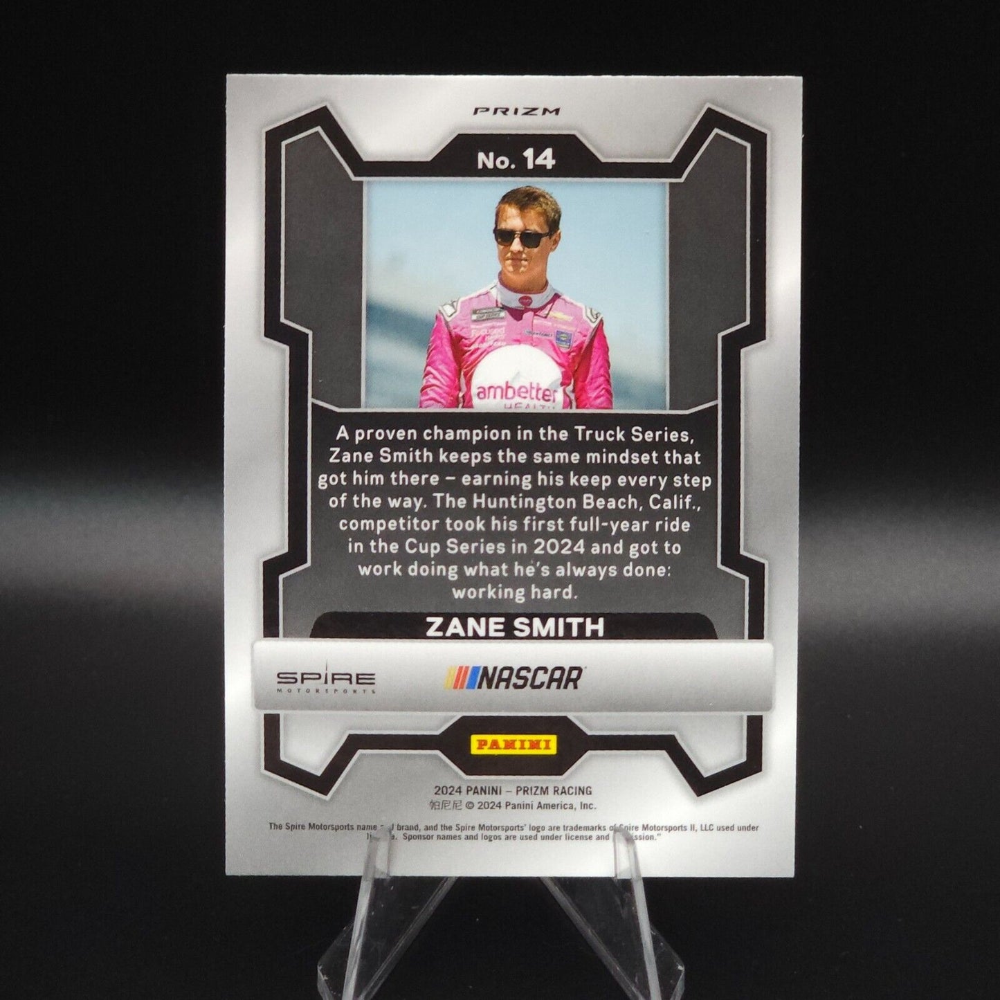 2024 Panini Prizm Racing Blue Cracked Ice #14 Zane Smith