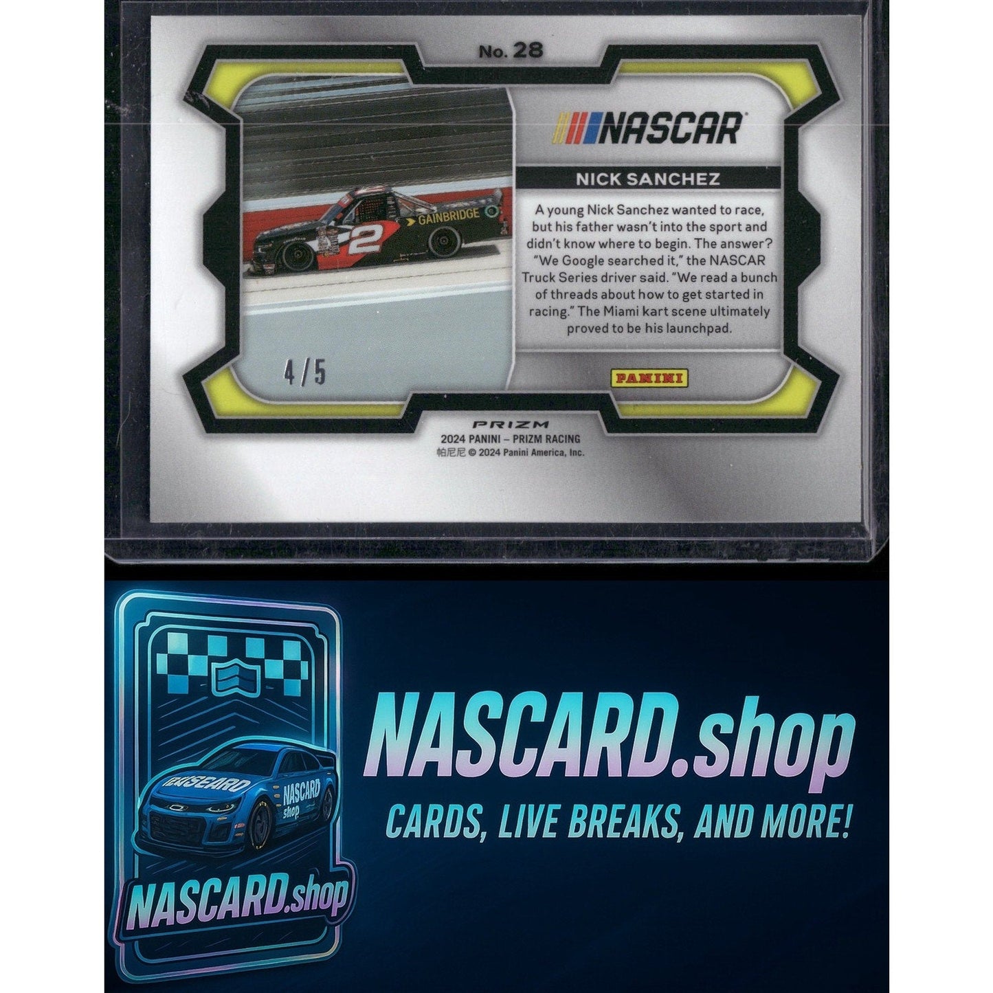 2024 Panini Prizm Rides #28 Nick Sanchez Black Gold #/5