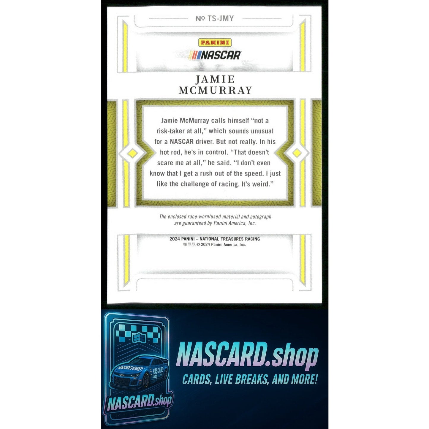 2024 National Treasures Jamie McMurray Treasured Swatches Holo Silver #/25