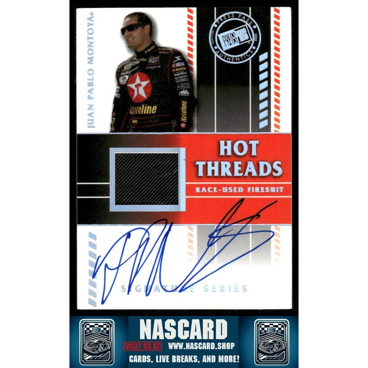 2008 Press Pass Premium #HTS-JM Juan Pablo Montoya Hot Threads Autographs