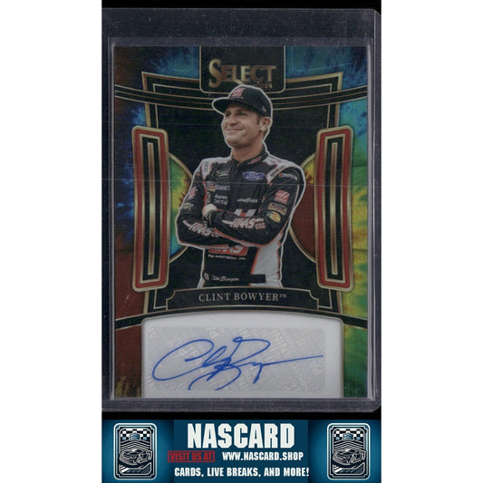 2024 Panini Select #S-CBY Clint Bowyer Signatures Tie-Dye Prizms #/25