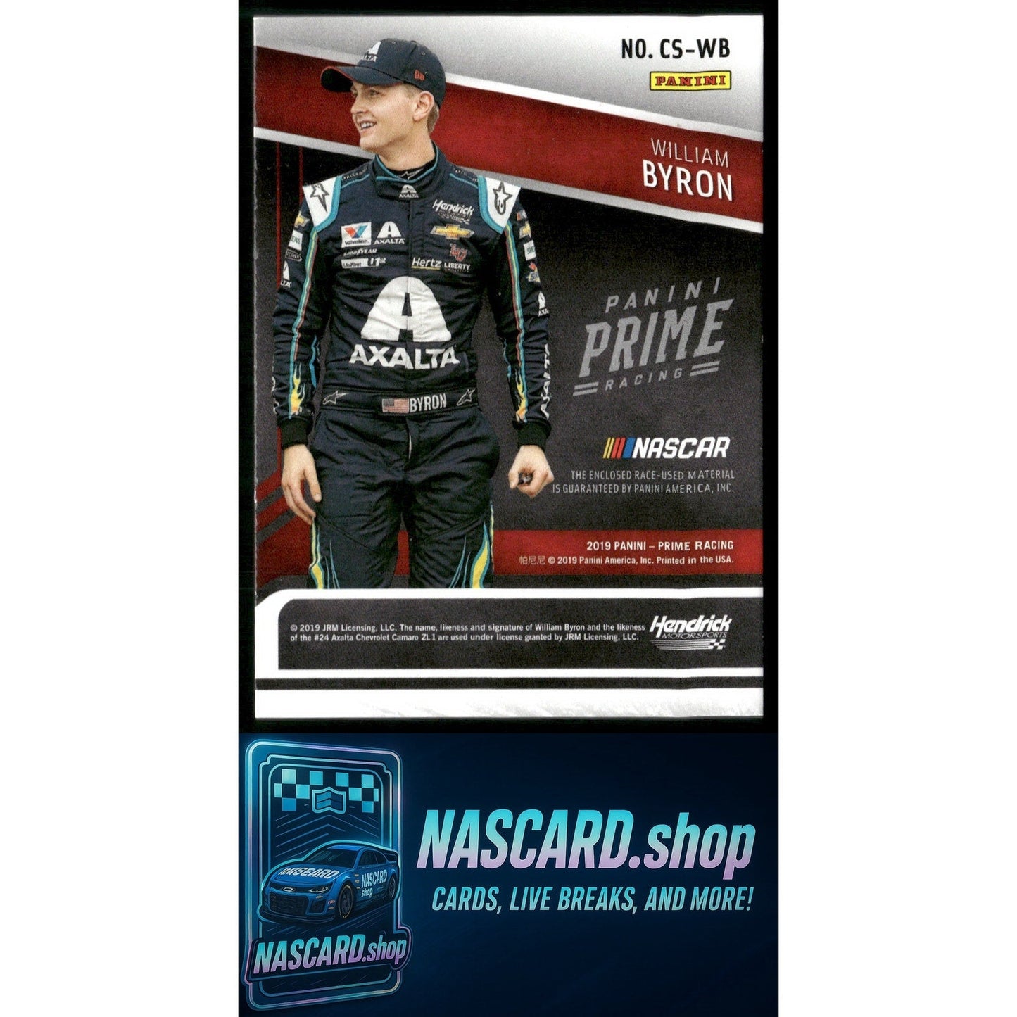 2019 Panini Prime #CS-WB William Byron Clear Silhouettes Platinum Blue #1/1