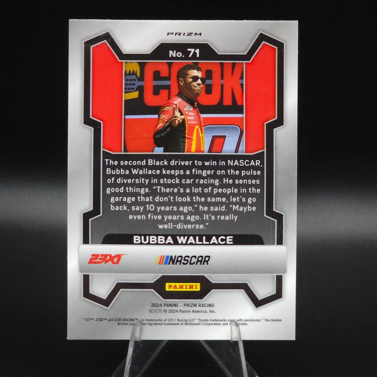 2024 Panini Prizm Racing Blue Cracked Ice #71 Bubba Wallace