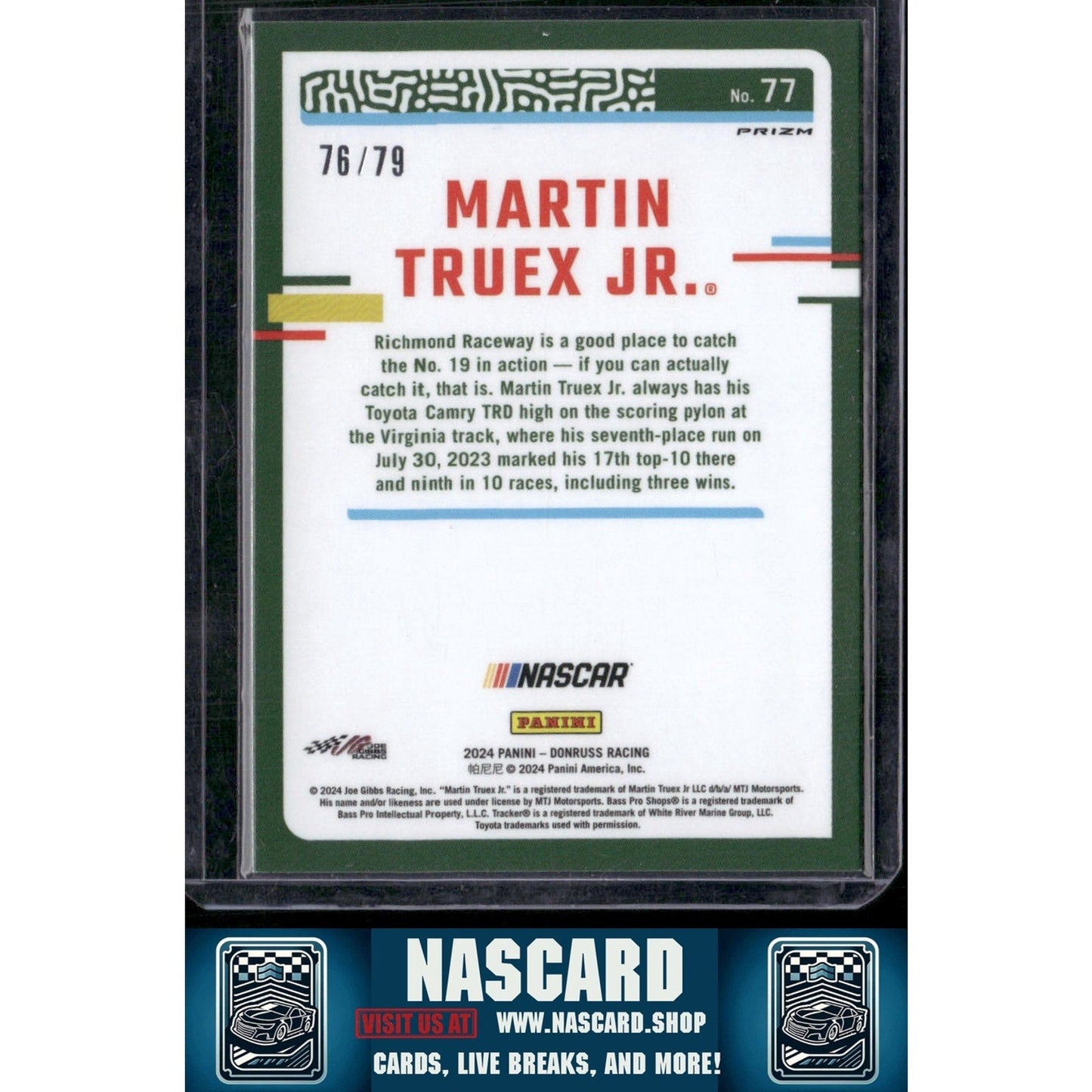 2024 Donruss #77 Martin Truex Jr. Optic Pink Velocity