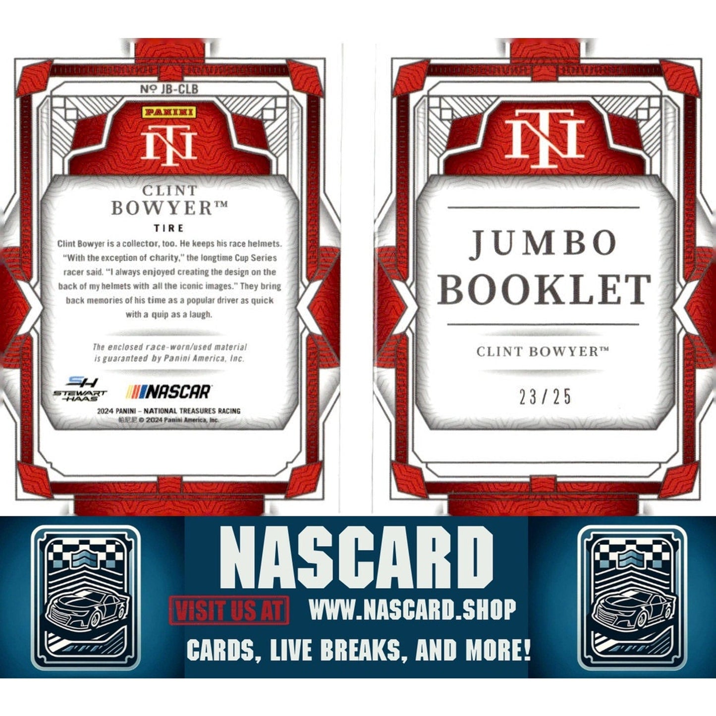 2024 Panini National Treasures #JB-CLB Clint Bowyer Jumbo Booklet Tire