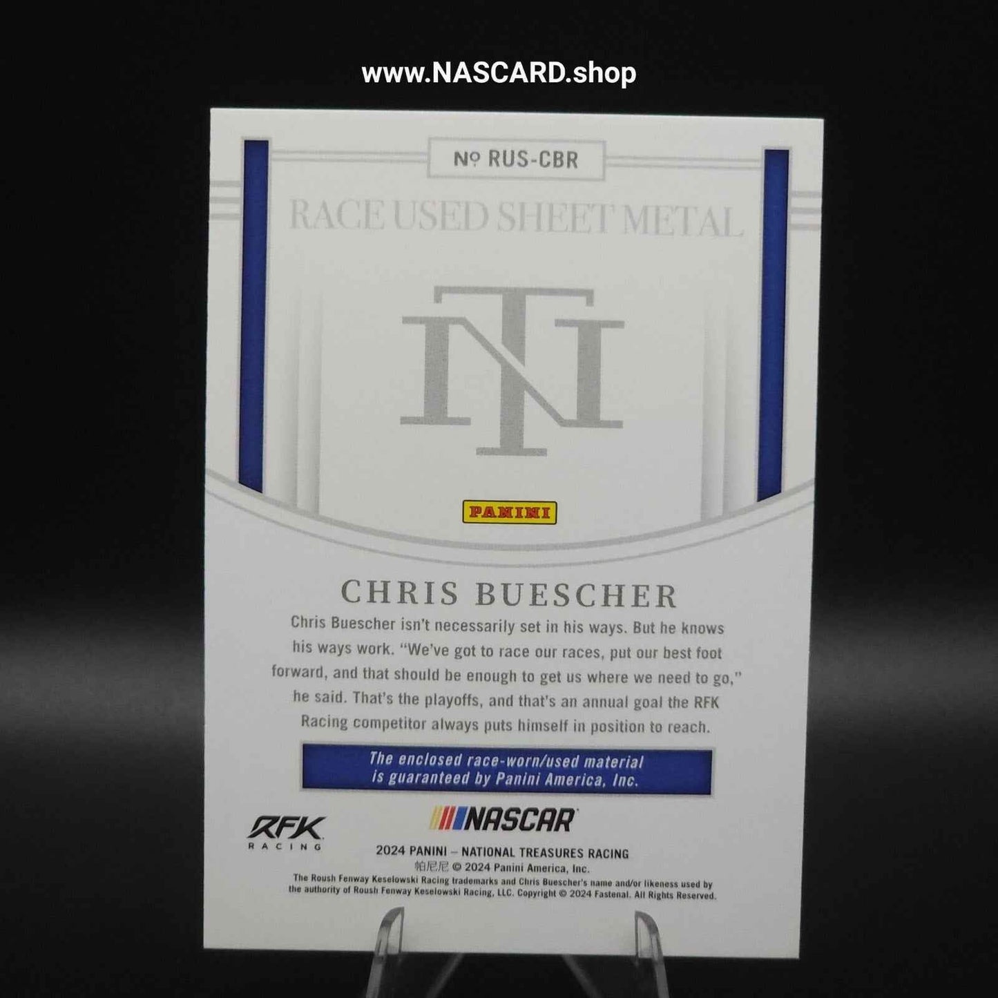 2024 Panini National Treasures Race Used Sheet Metal Chris Buescher /99