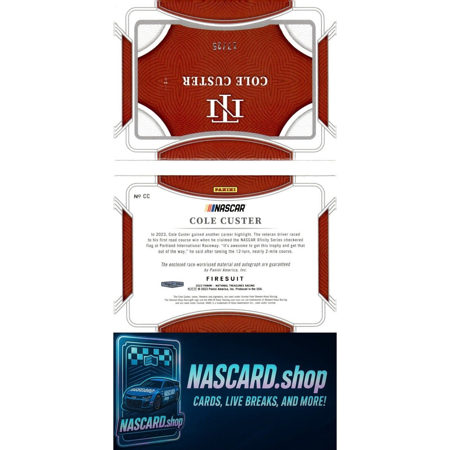 2023 Panini National Treasures Cole Custer Jumbo Firesuit Signature Booklet #/25