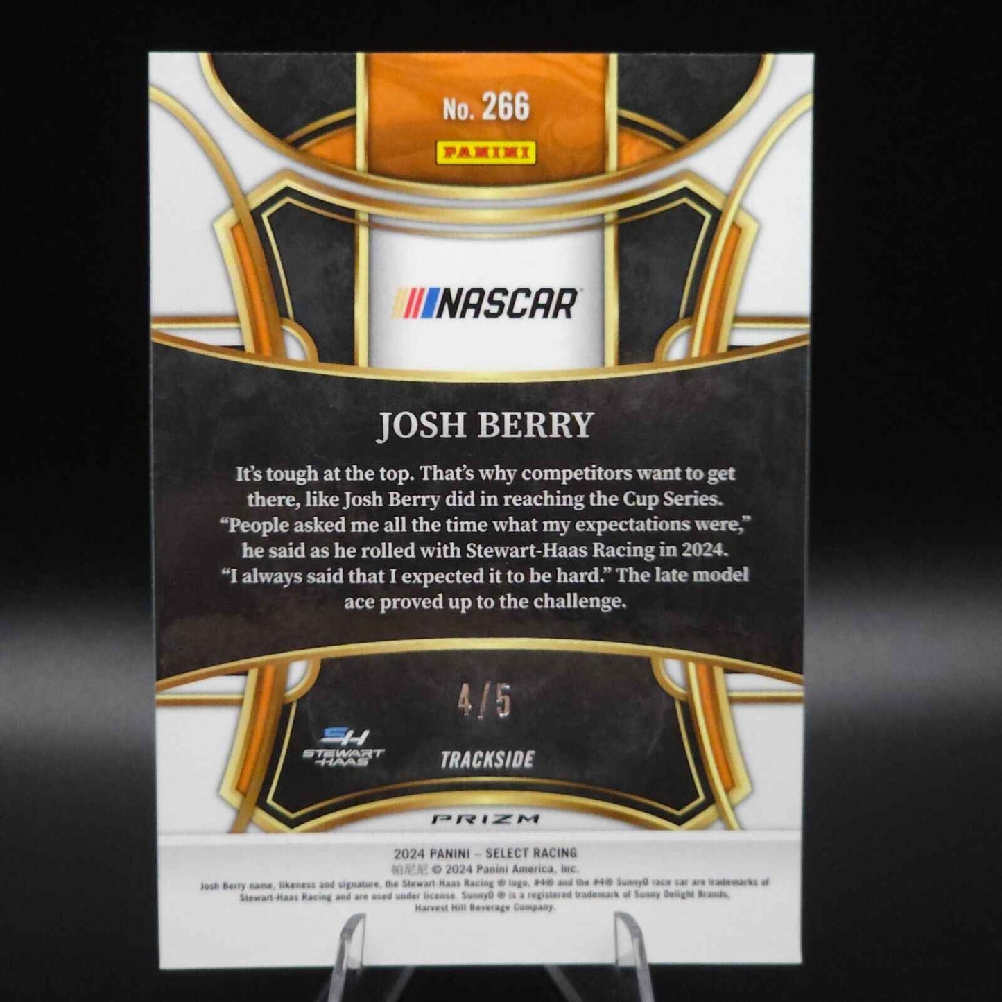 2024 Panini Select - Trackside Green Prizm #66 Josh Berry /5