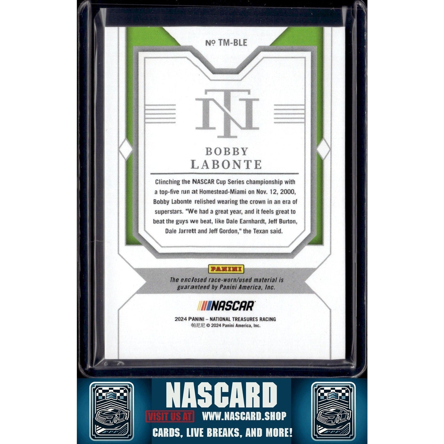 2024 Panini National Treasures #TM-BLE Bobby Labonte Timeline Materials