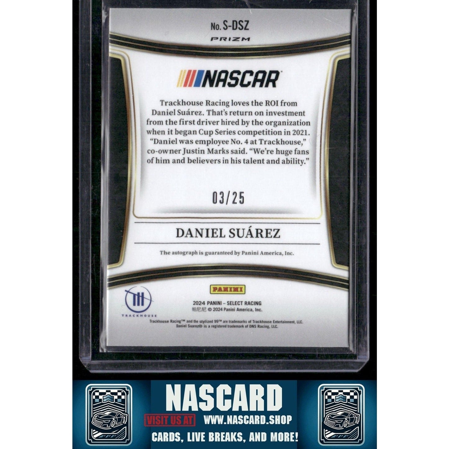 2024 Panini Select #S-DSZ Daniel Suarez Signatures Tie-Dye Prizms