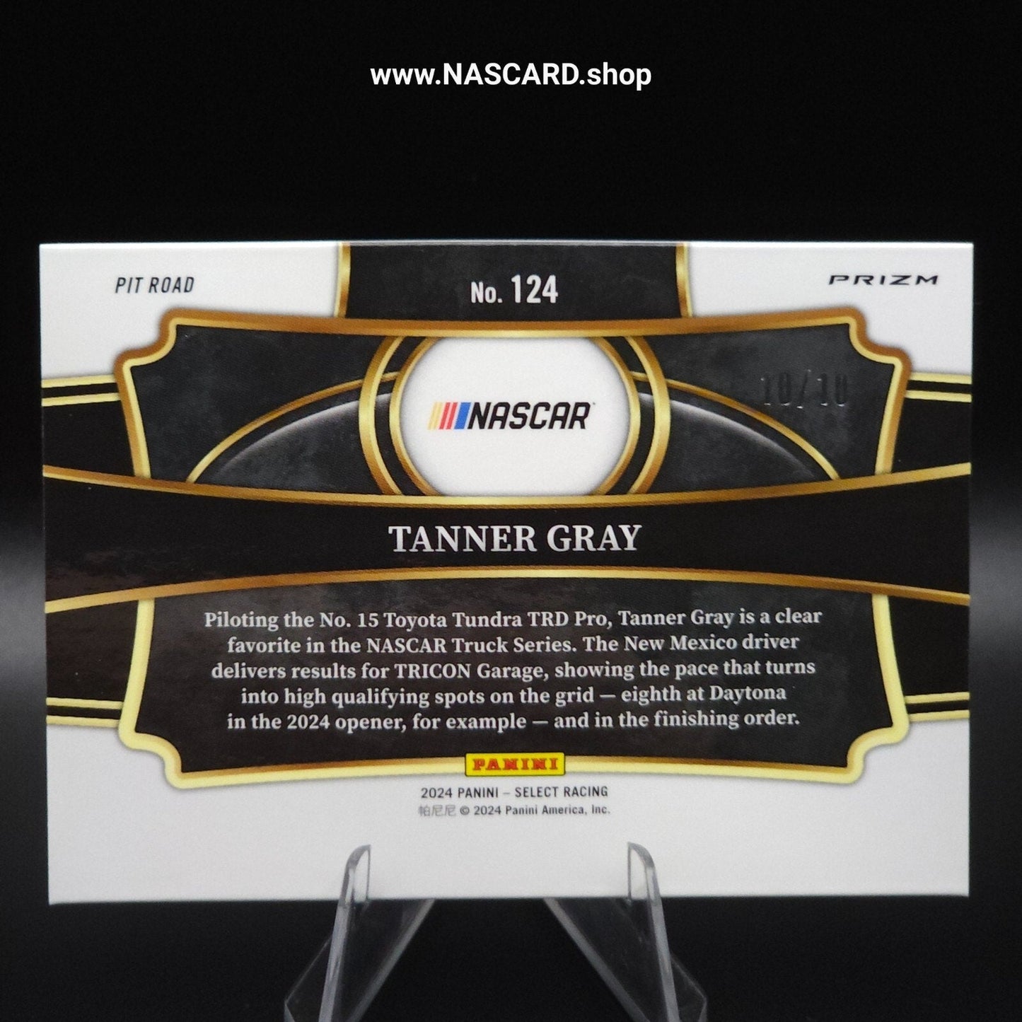 2024 Panini Select - Pit Road Tanner Gray #124 Gold Prizm 10/10