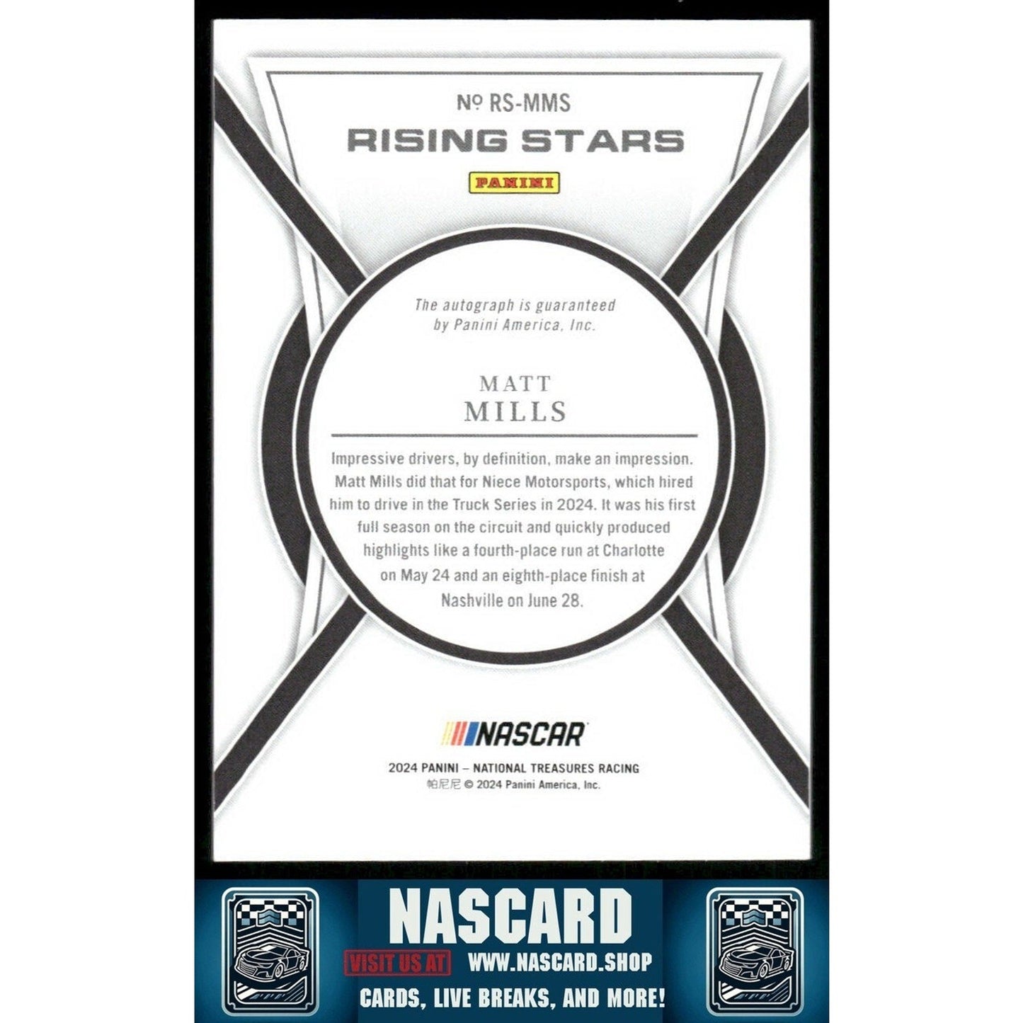 2024 National Treasures Rising Stars Holo Silver Matt Mills /49