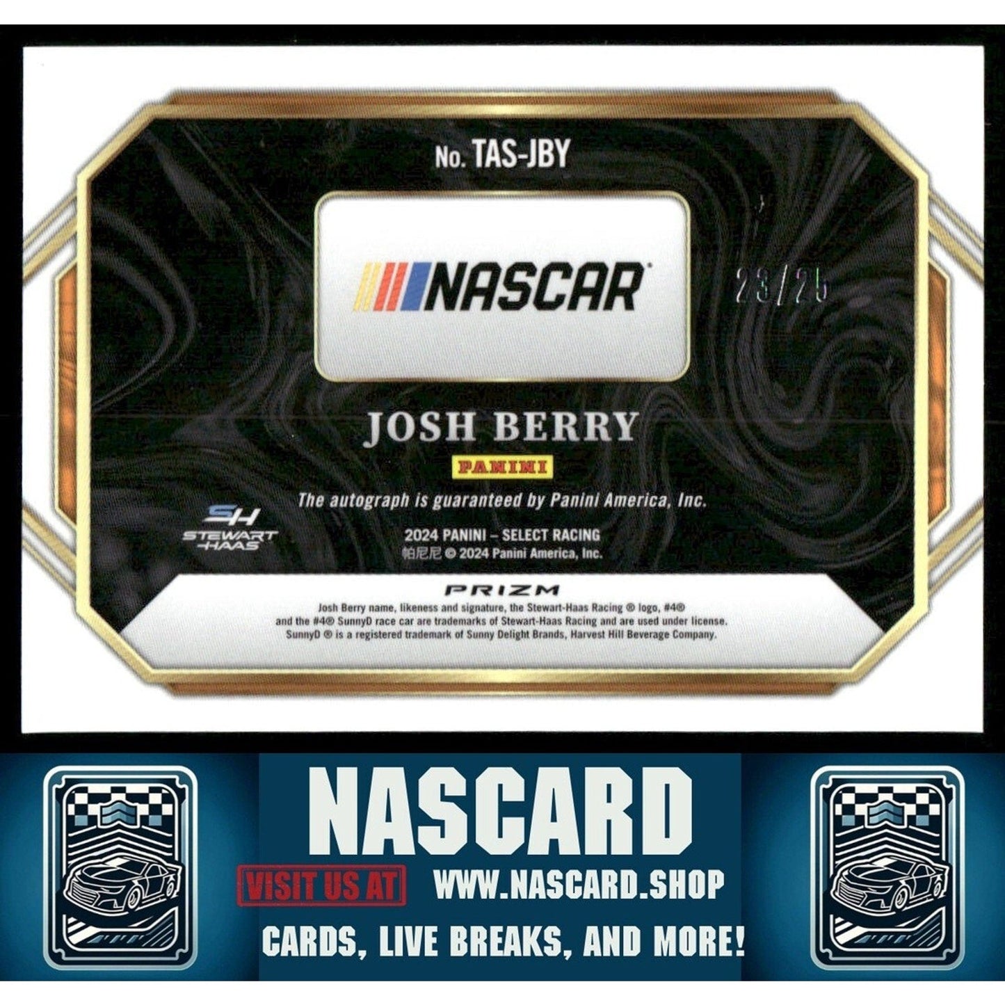 2024 Panini Select - Trackside Action Signatures Josh Berry Tie-Dye Prizm /25