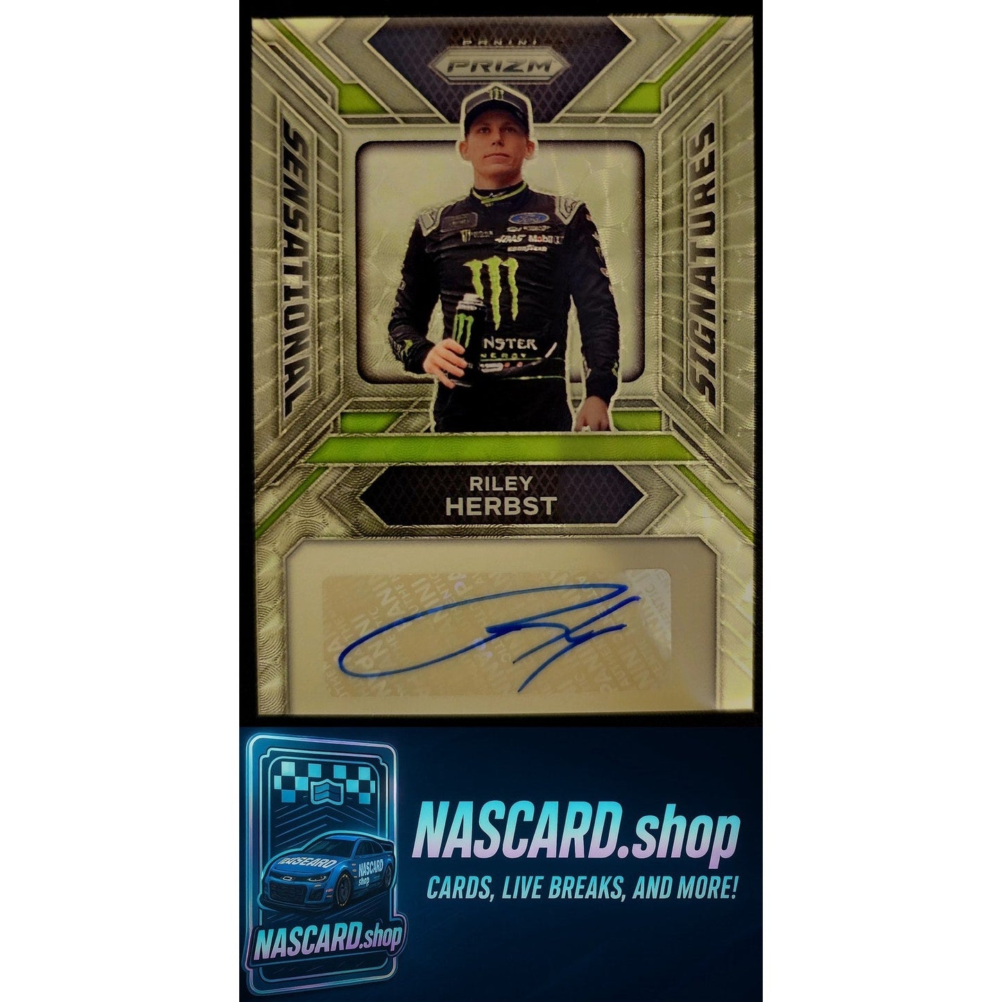 2024 Panini Prizm #SS-RHT Riley Herbst Sensational Signatures Gold Vinyl #1/1