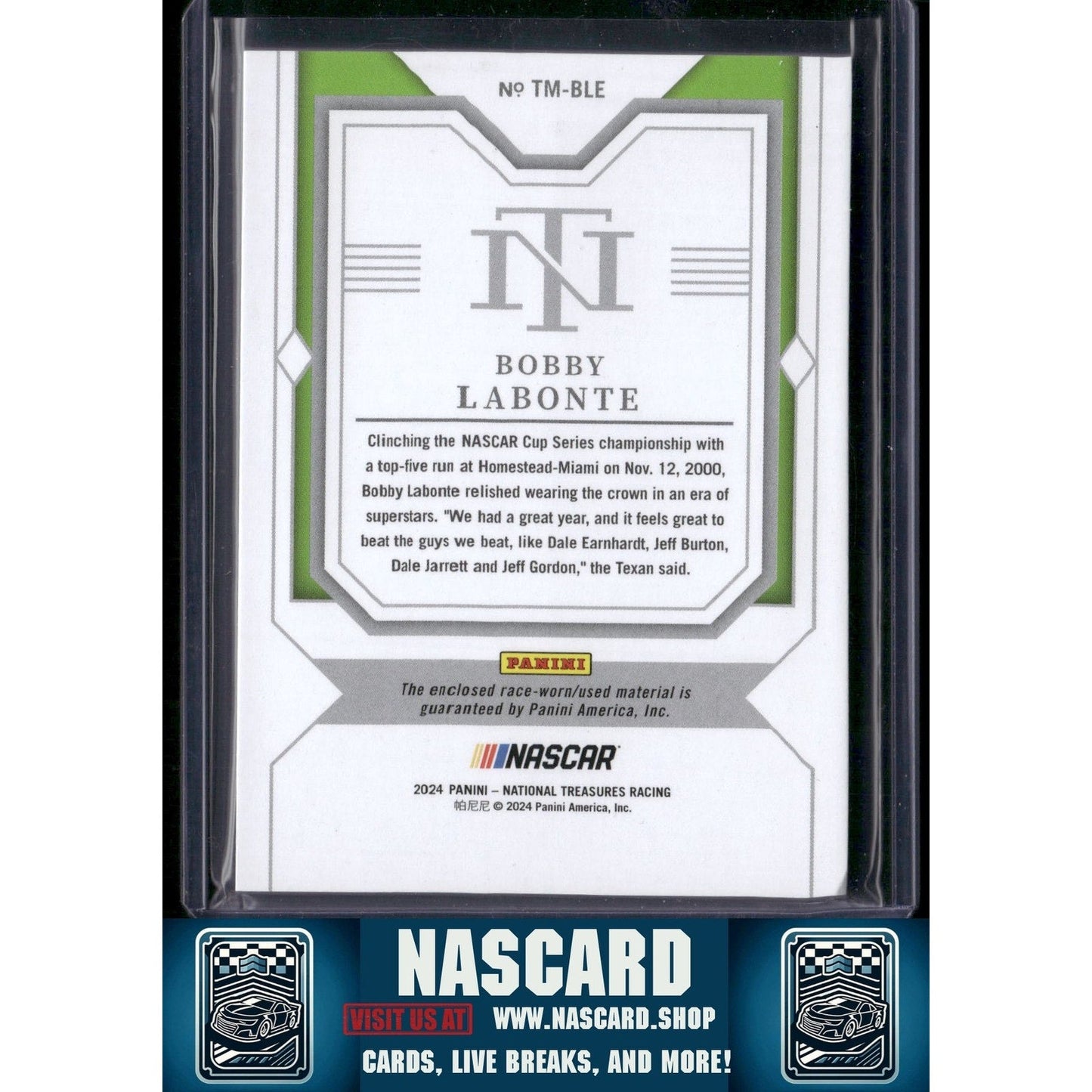 2024 Panini National Treasures #TM-BLE Bobby Labonte Timeline Materials #/99