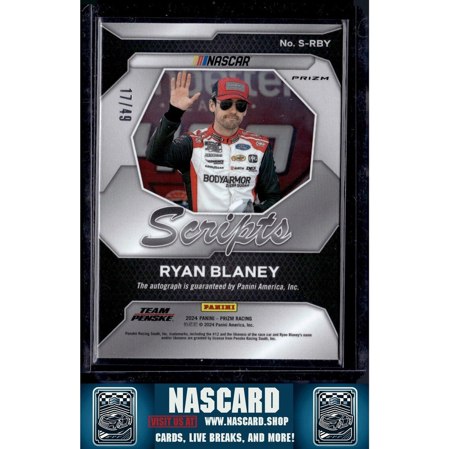 2024 Panini Prizm #S-RBY Ryan Blaney Scripts Blue #/49