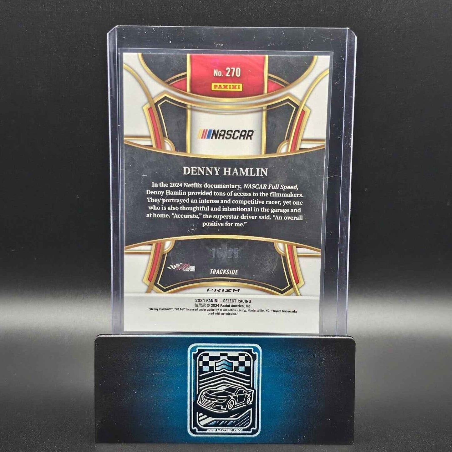 2024 Panini Select Racing Trackside Red And Blue Prizm #270 Denny Hamlin /25