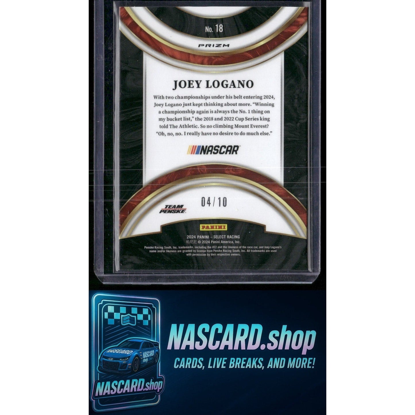 2024 Panini Select #18 Joey Logano American Pride Gold Flash Prizms #/10