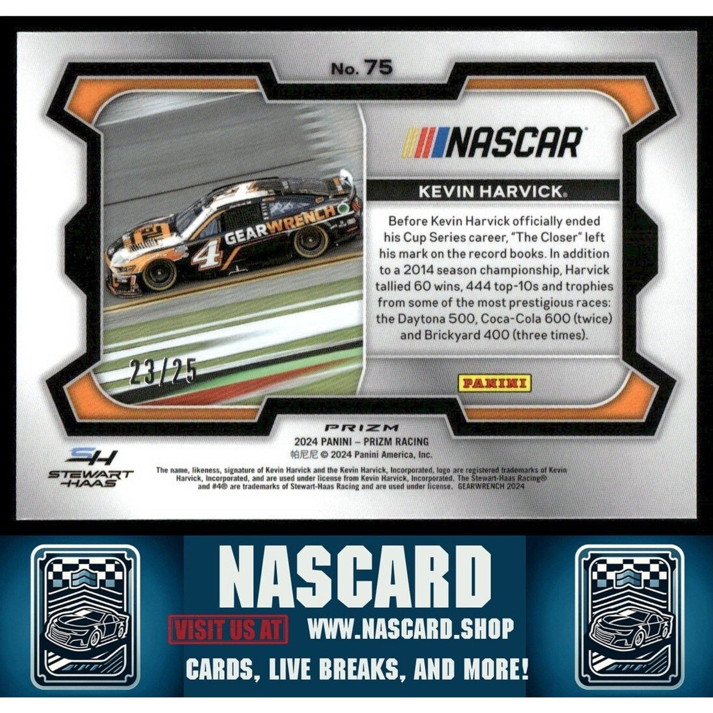 2024 Panini Prizm - Base Rides Mojo Prizm Kevin Harvick #75 /25