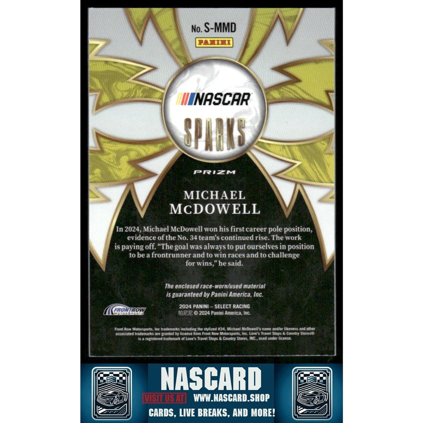 2024 Panini Select #S-MMD Michael McDowell Sparks Flash Prizms