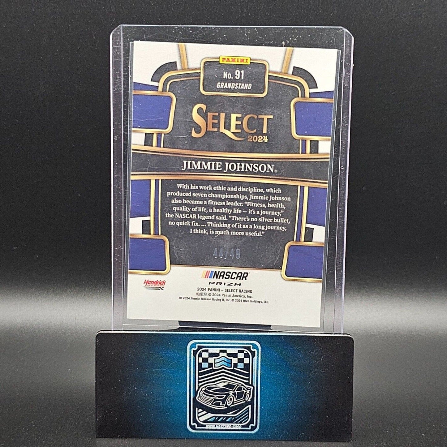 2024 Panini Select - Grandstand Black and Blue Prizm #91 Jimmie Johnson /49
