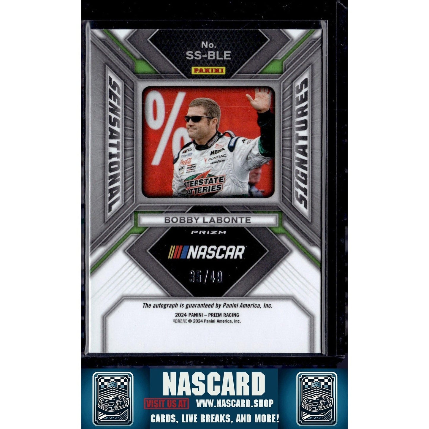 2024 Panini Prizm #SS-BLE Bobby Labonte Sensational Signatures Blue #/49