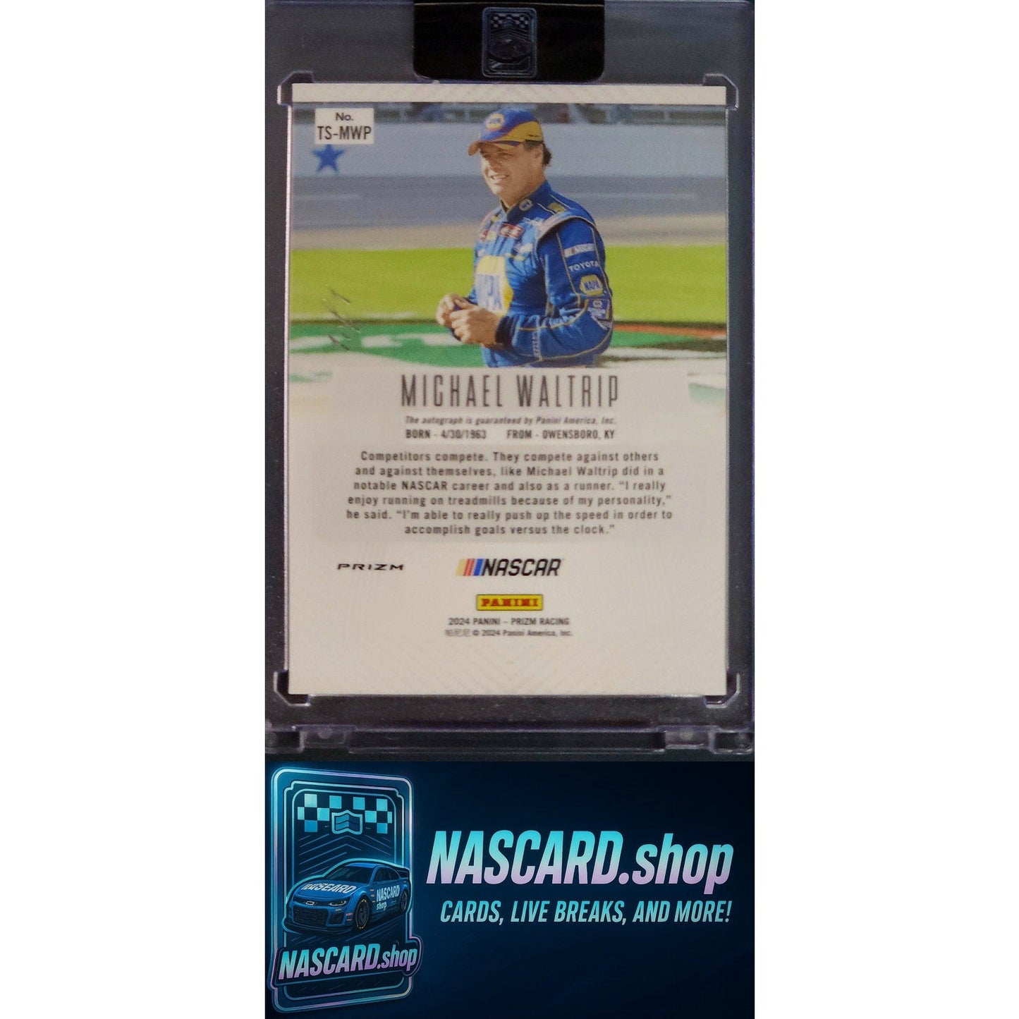 2024 Panini Prizm Michael Waltrip Throwback Signatures White Sparkle #1/1