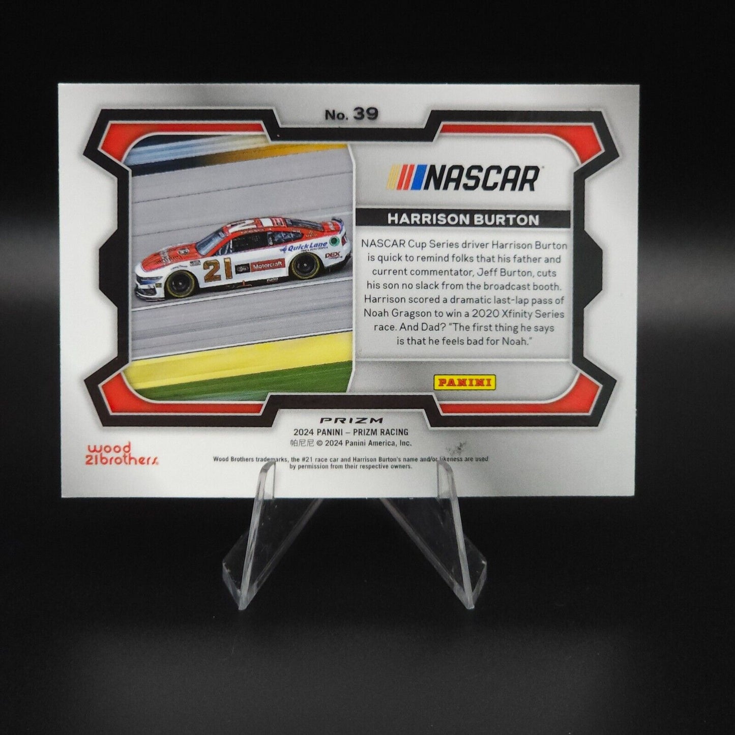 2024 Panini Prizm Racing Blue Cracked Ice Rides Harrison Burton #39