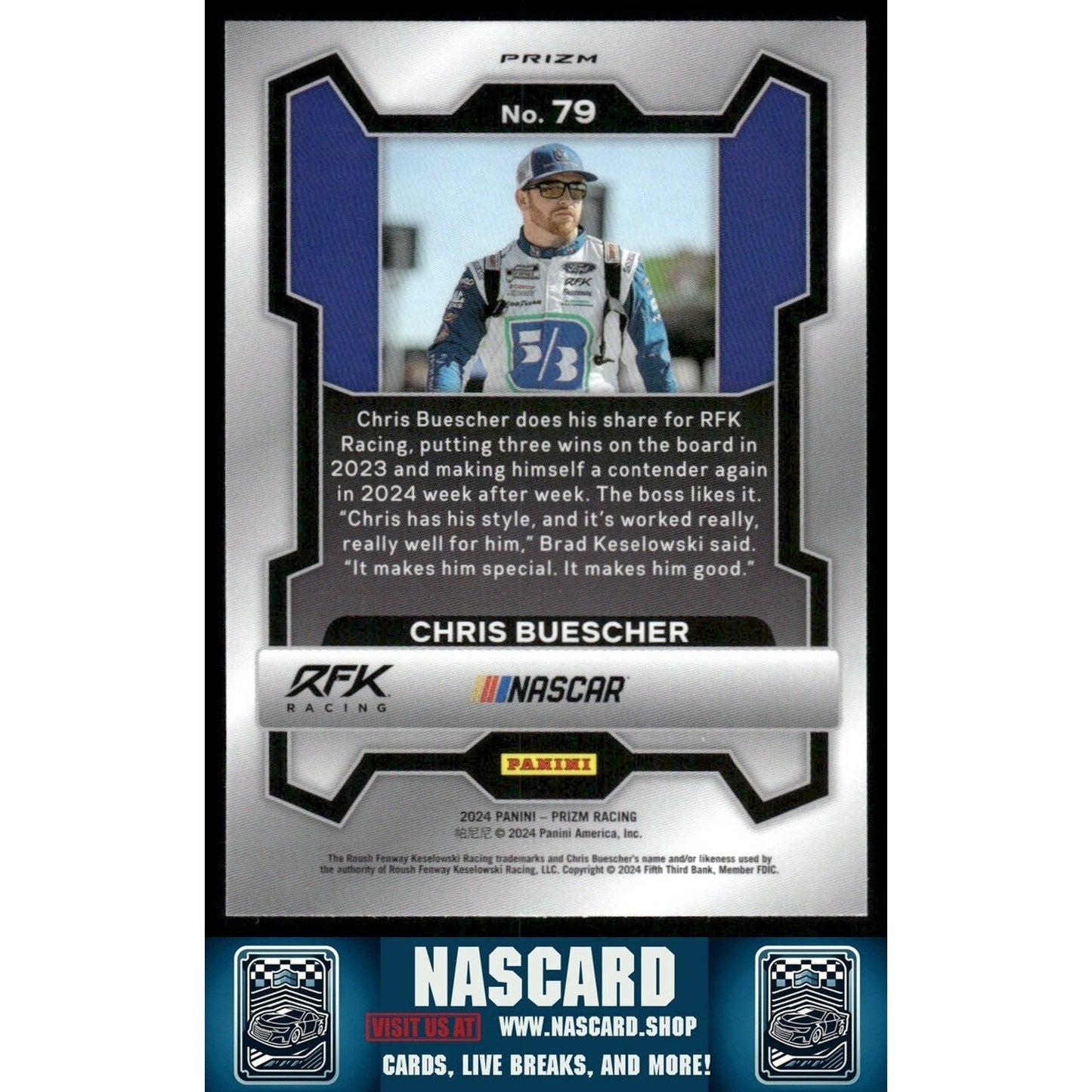 2024 Panini Prizm - Chris Buescher #79 White Sparkle Prizm