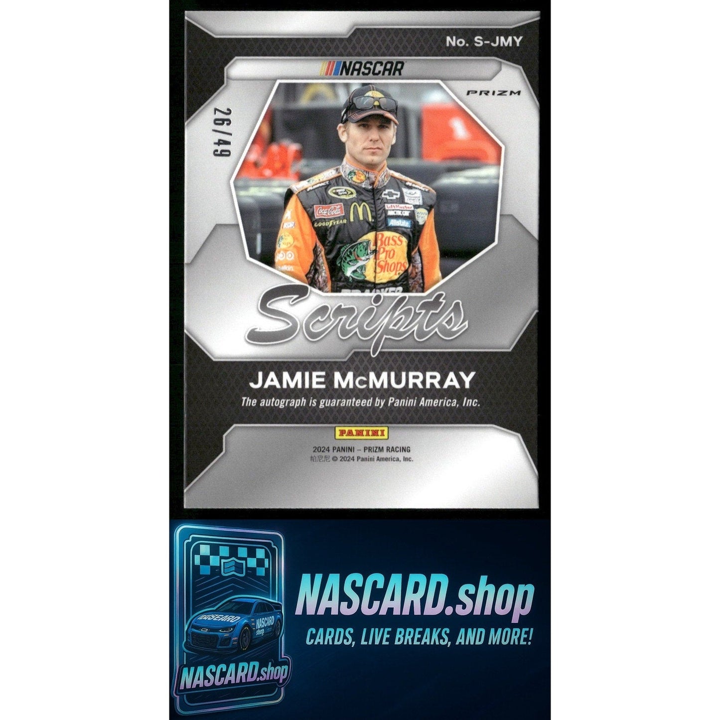 2024 Panini Prizm #S-JMY Jamie McMurray Scripts Blue #/49