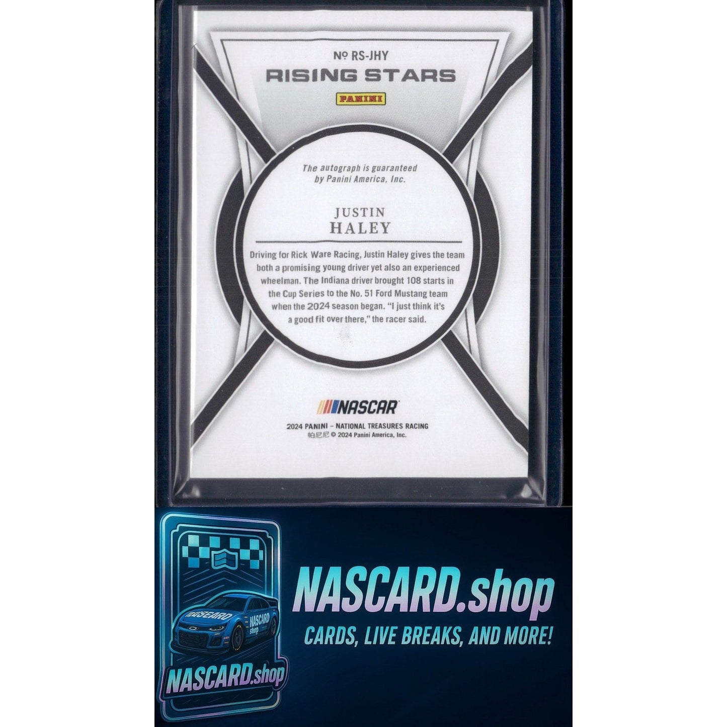 2024 Panini National Treasures #RS-JHY Justin Haley Rising Stars Holo Gold #/10