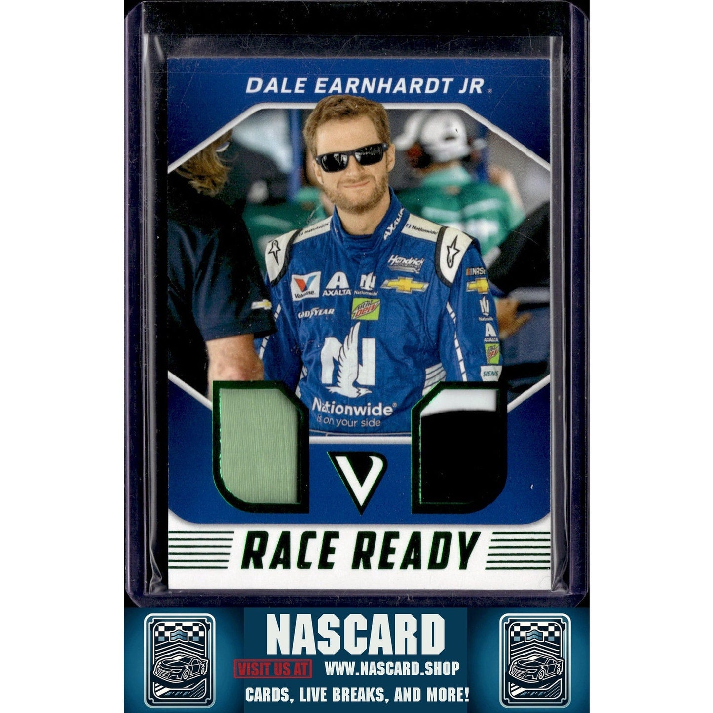 2018 Panini Victory Lane Dale Earnhardt Jr. Race Ready Dual Materials Green #/99