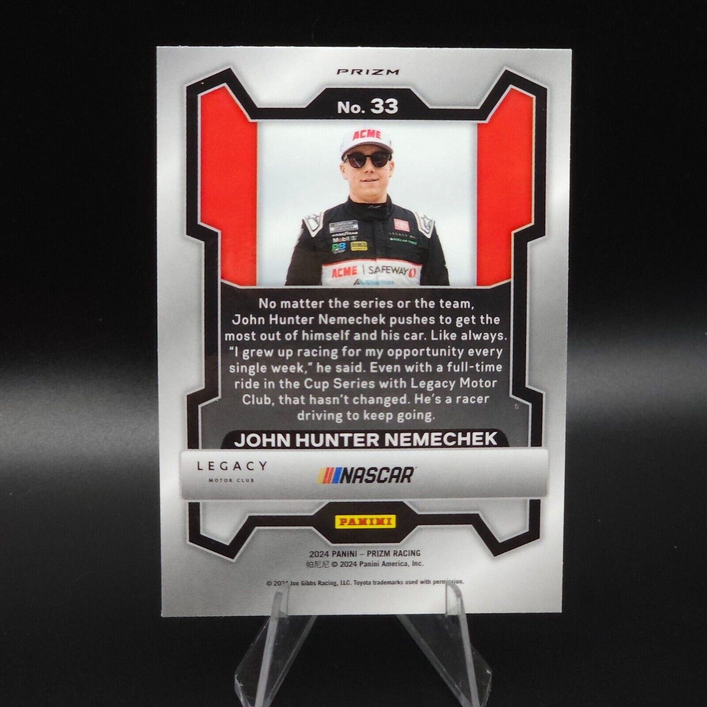 2024 Panini Prizm Racing Red Cracked Ice #33 John Hunter Nemechek