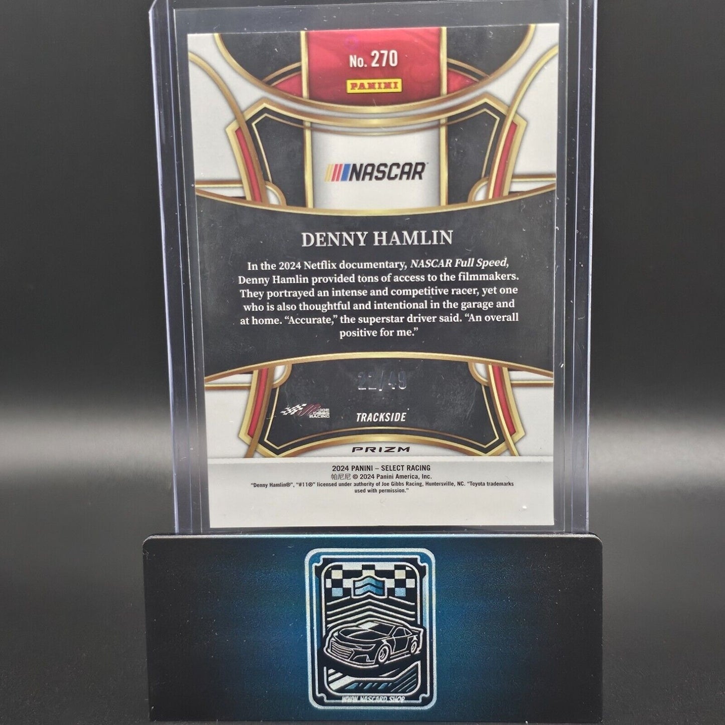 2024 Panini Select - Trackside Black and Blue Prizm #270 Denny Hamlin /49