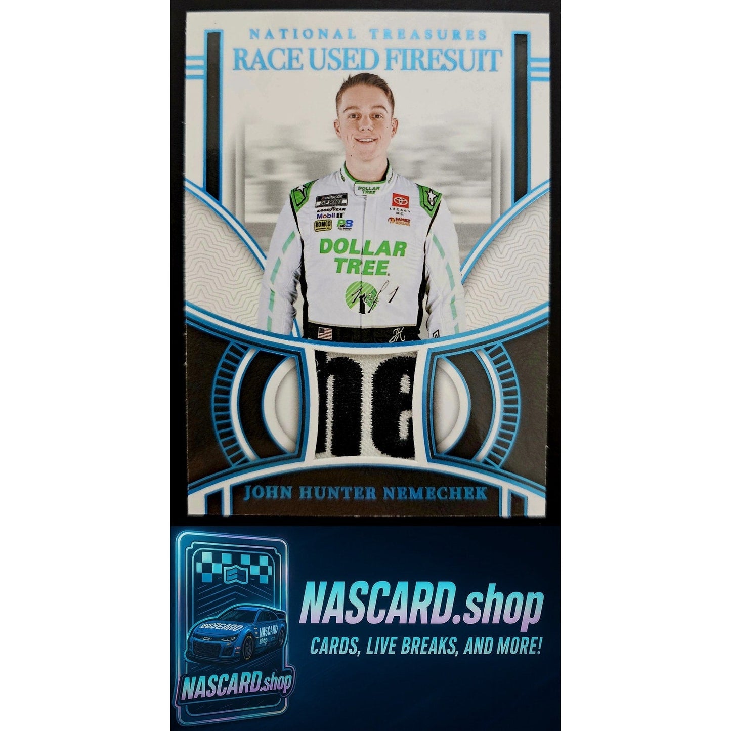 2024 National Treasures John Hunter Nemechek Race Used Firesuit Platinum 1/1