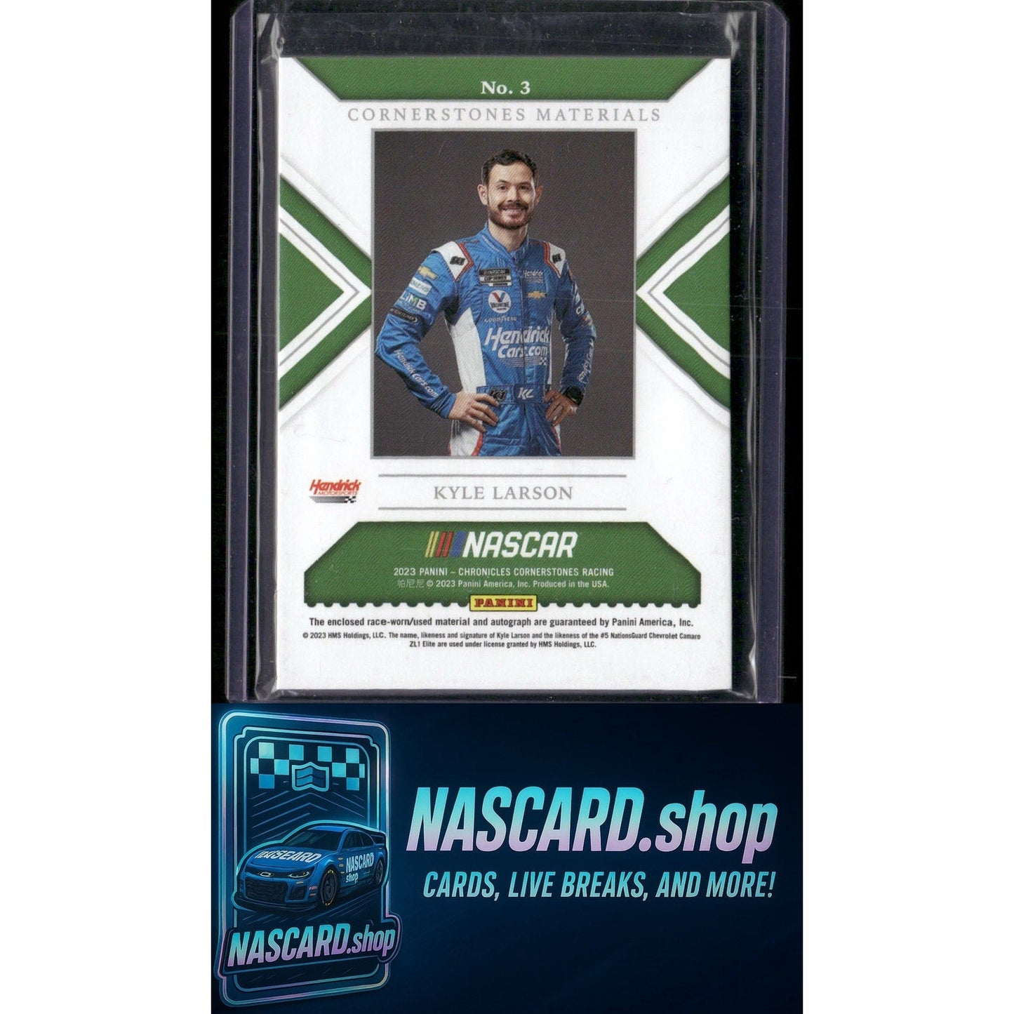 2023 Panini Chronicles #3 Kyle Larson Cornerstones Materials Signatures
