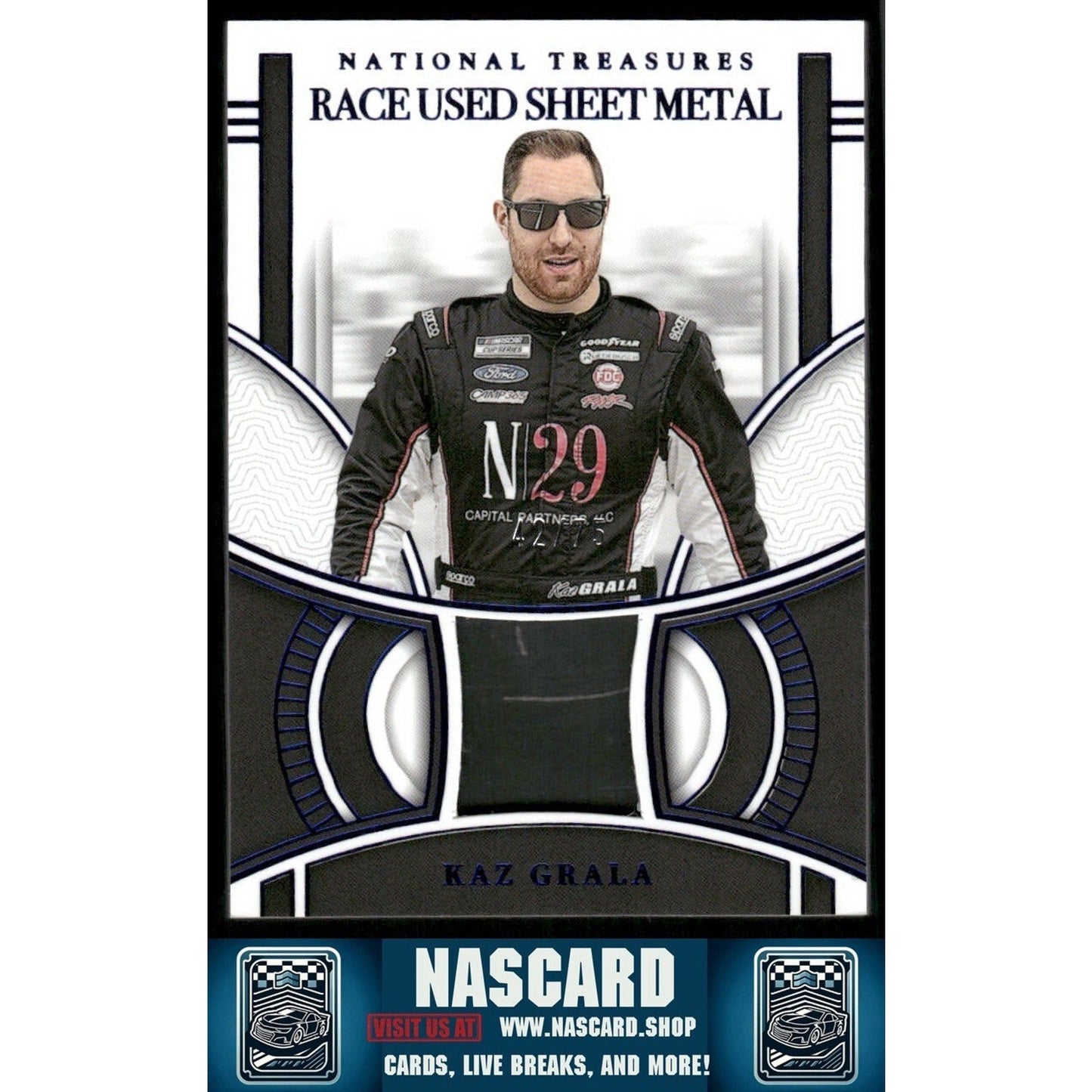2024 National Treasures Race Used Sheet Metal Blue Kaz Grala /75