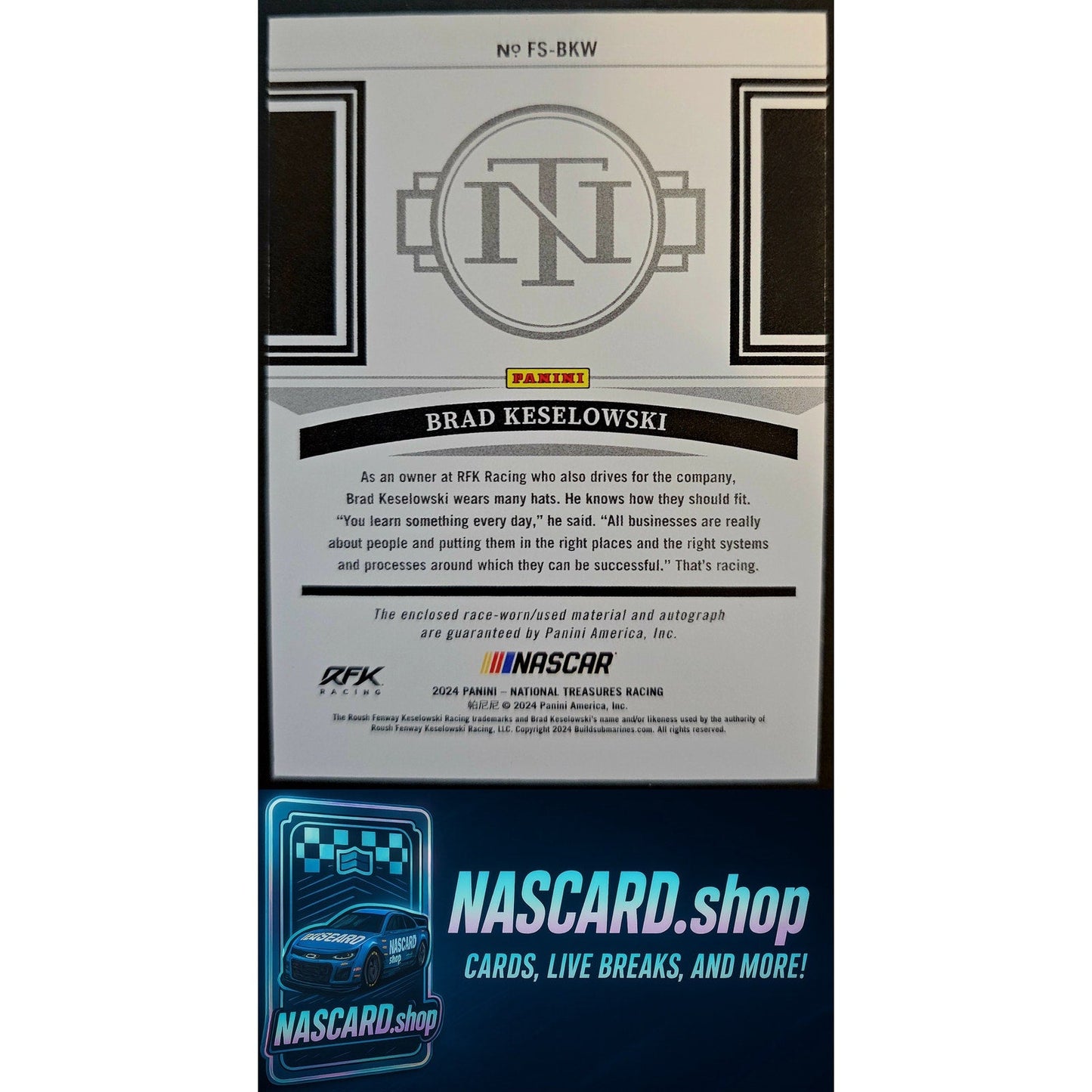 2024 National Treasures Brad Keselowski Firesuit Signatures Holo Gold #1/10