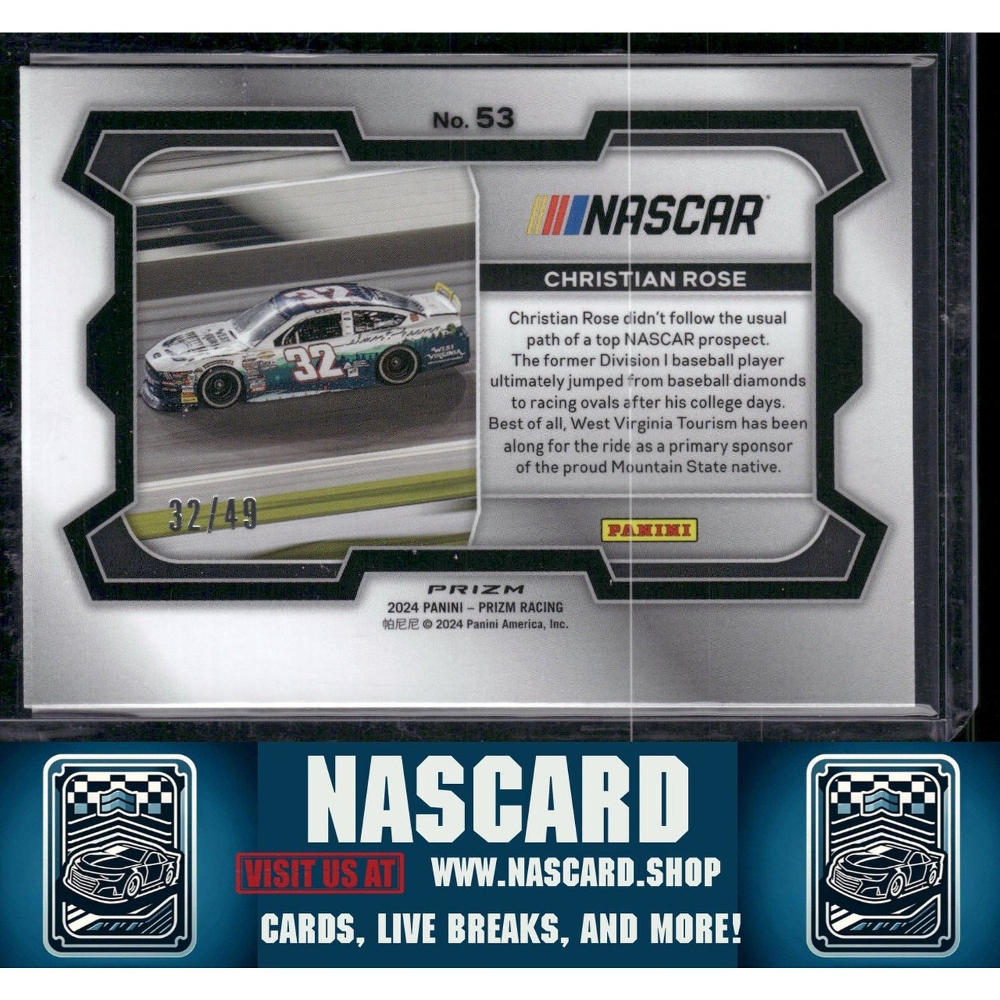 2024 Panini Prizm #53 Christian Rose Carolina Blue #/49