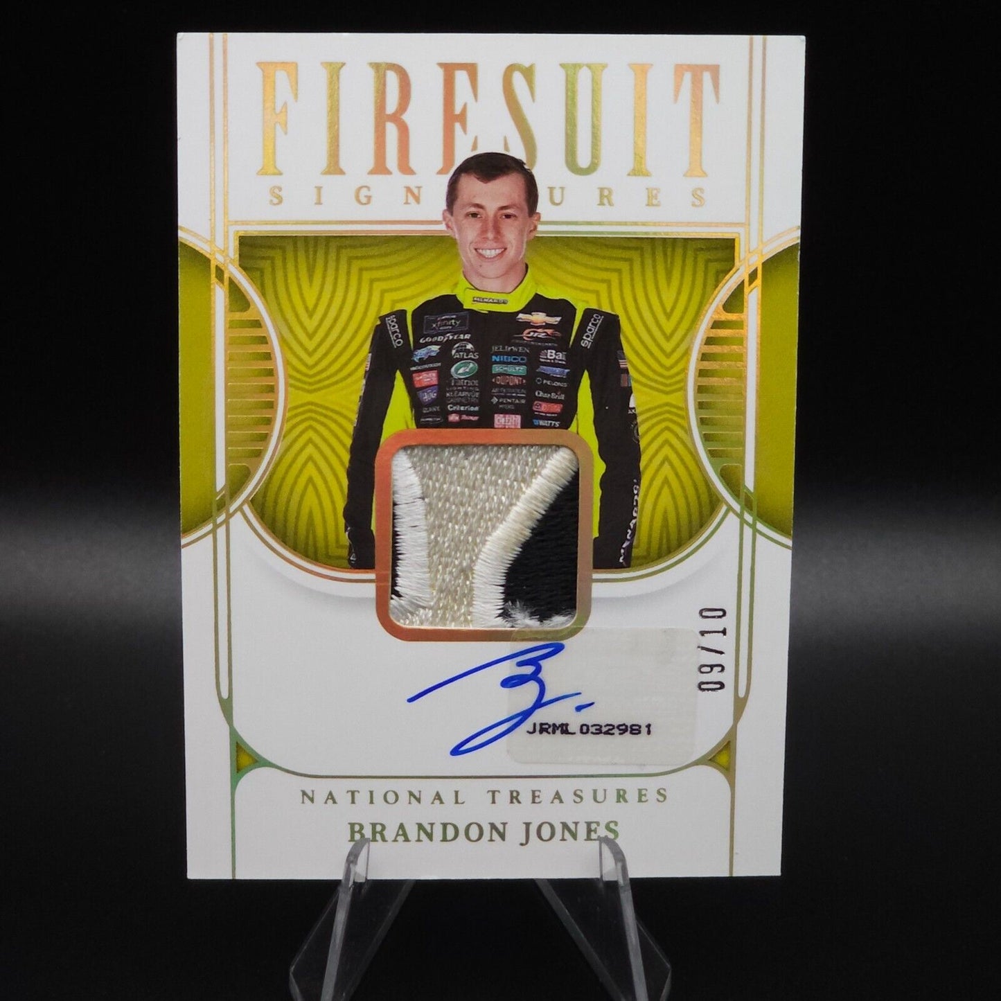 2023 Panini National Treasures Firesuit Signatures Holo Gold Brandon Jones /10