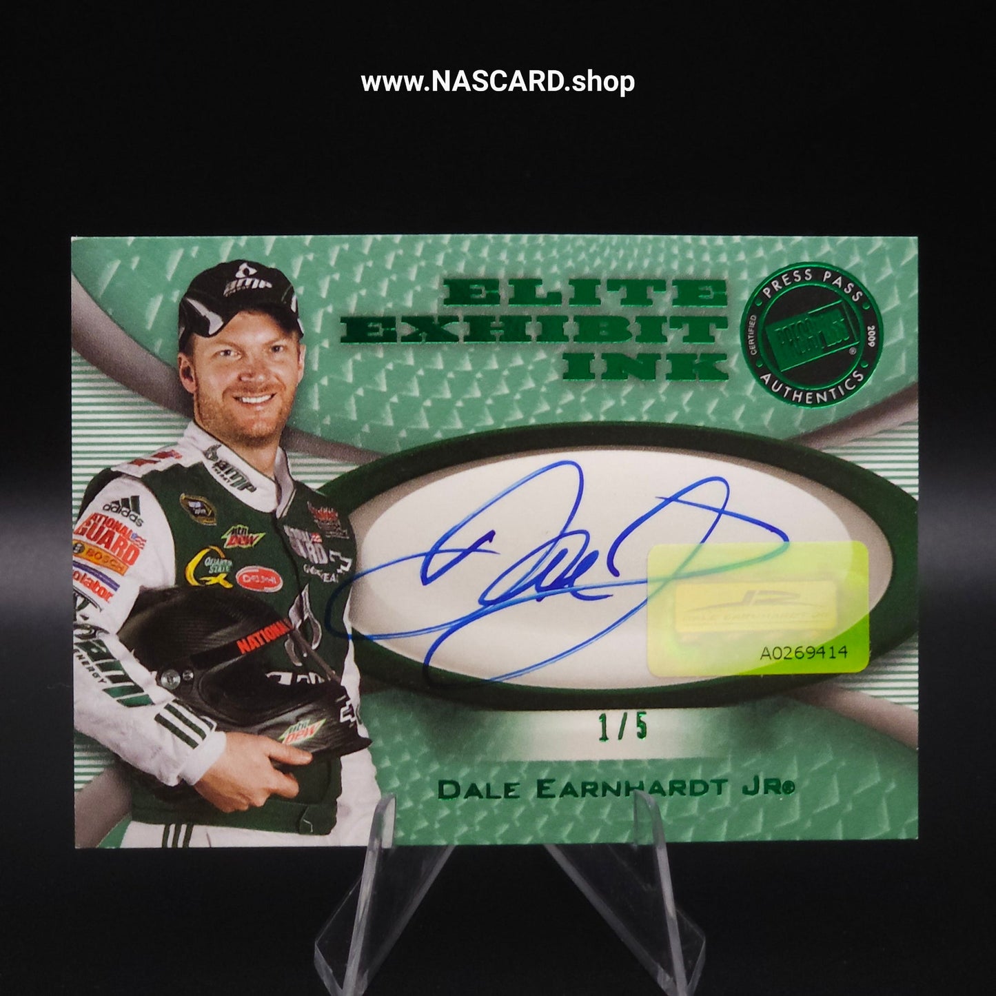 2009 Press Pass Showcase Elite Exhibit Ink Green Dale Earnhardt Jr. 1/5