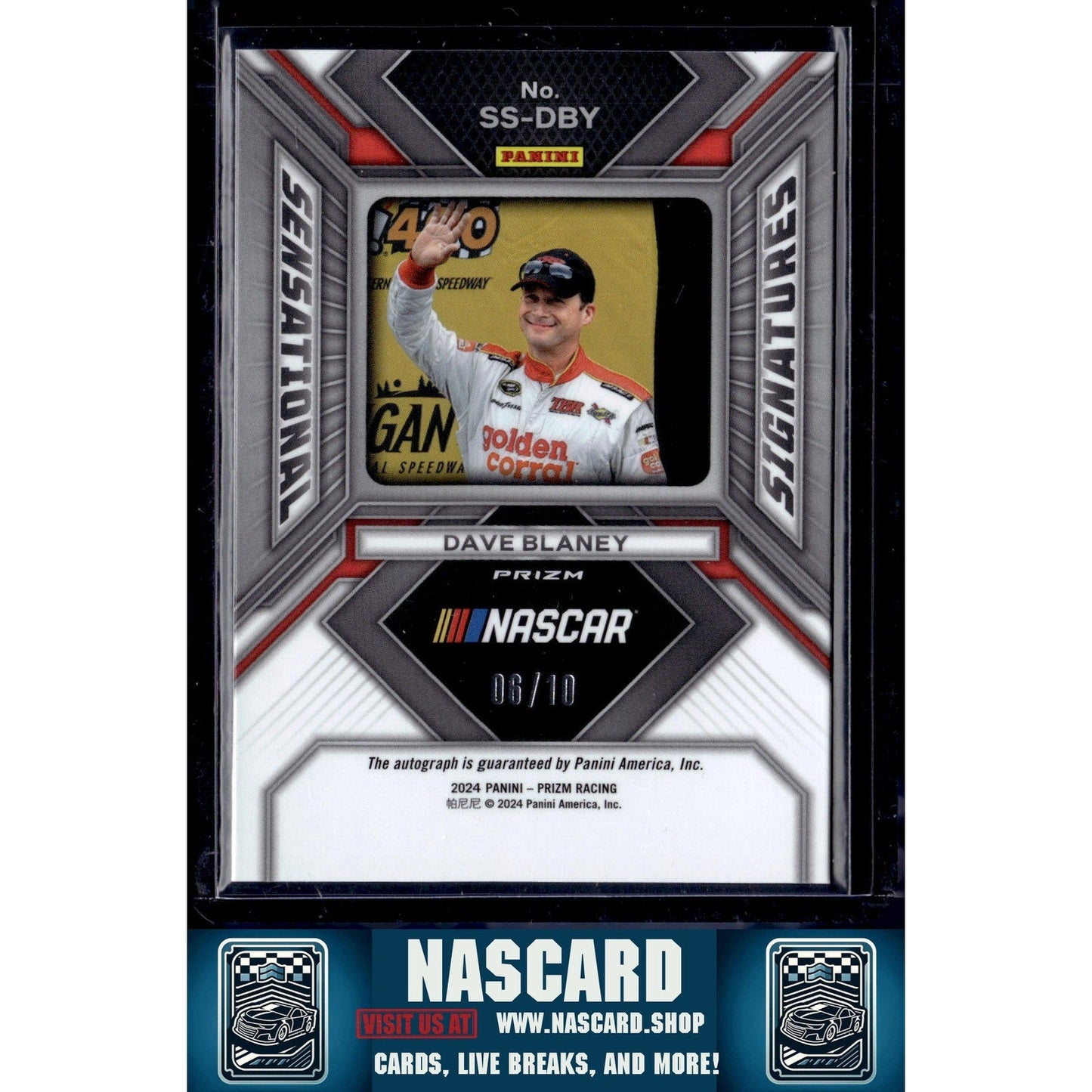 2024 Panini Prizm #SS-DBY Dave Blaney Sensational Signatures Gold #/10