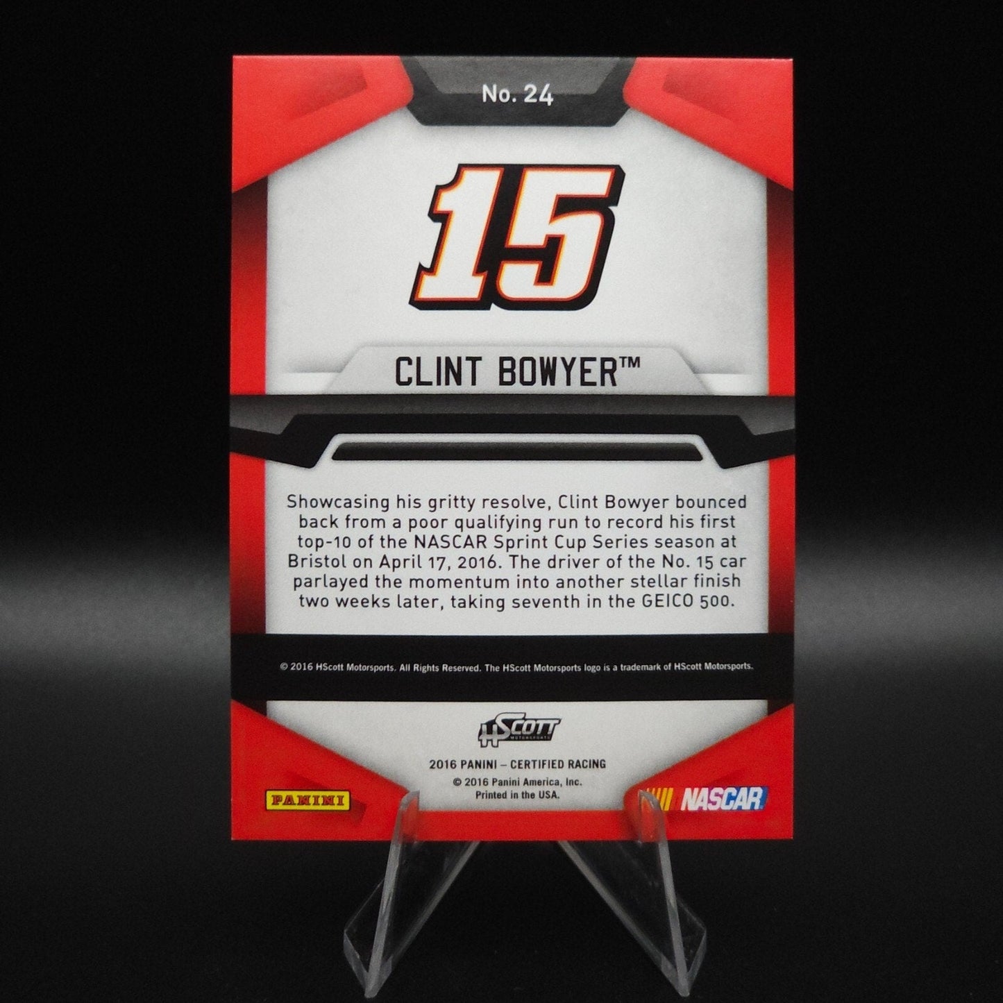 2016 Panini Certified Mirror Black #24 Clint Bowyer 1/1