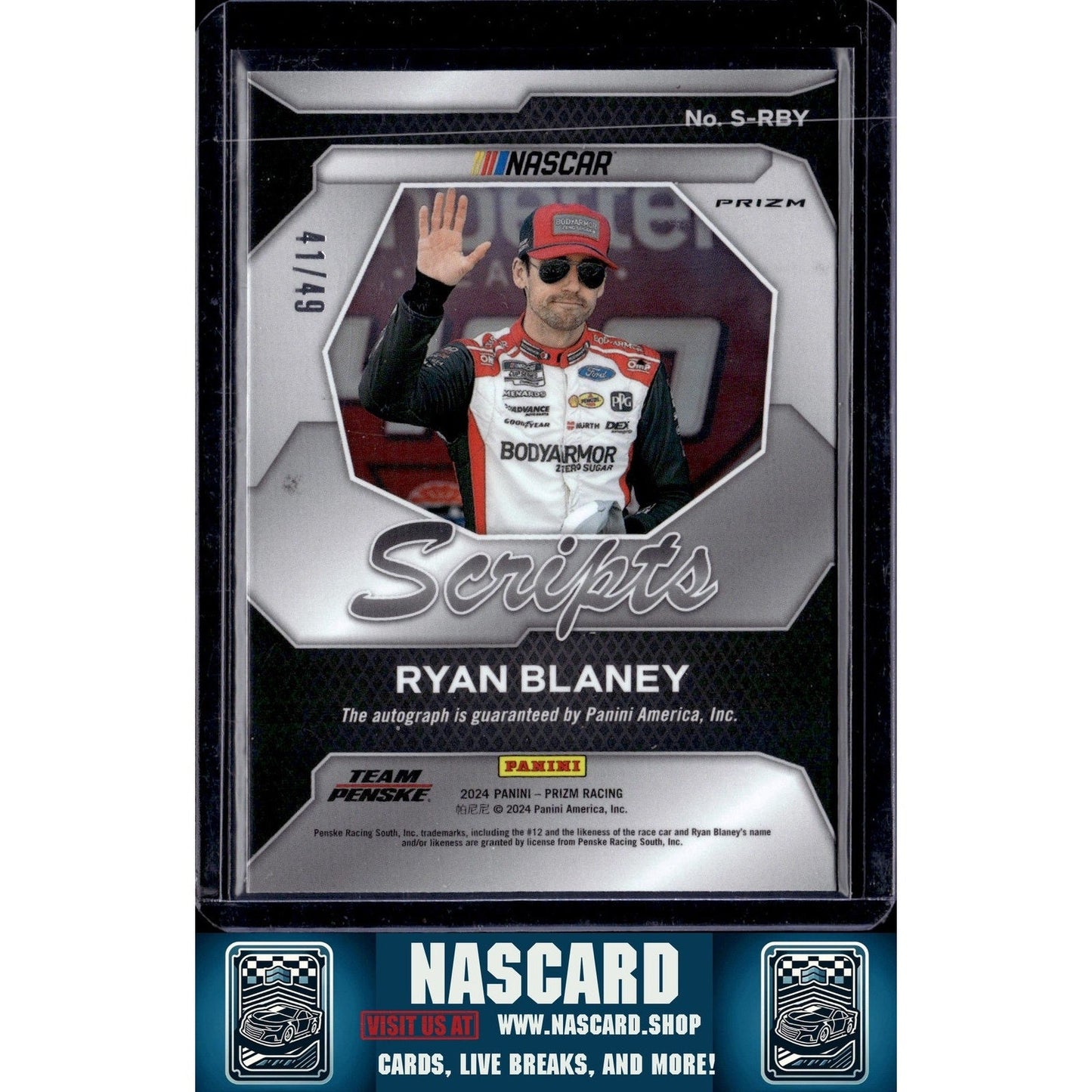 2024 Panini Prizm #S-RBY Ryan Blaney Scripts Blue #/49